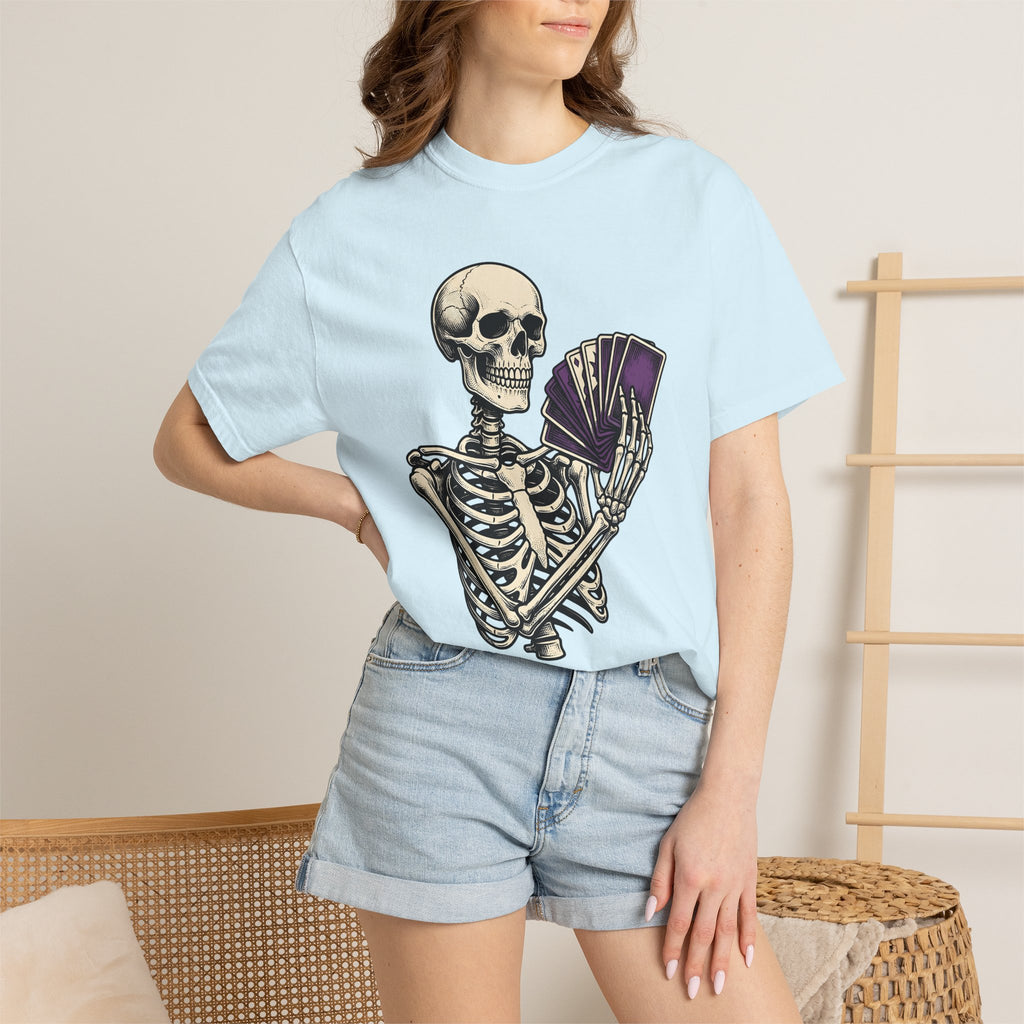 Skeleton Playing Cards Shirt Halloween Gothic Gift Women Vintage Tee Card Shark T-Shirt Horror Fan Retro Tshirt Dark Graphic Hand Drawn