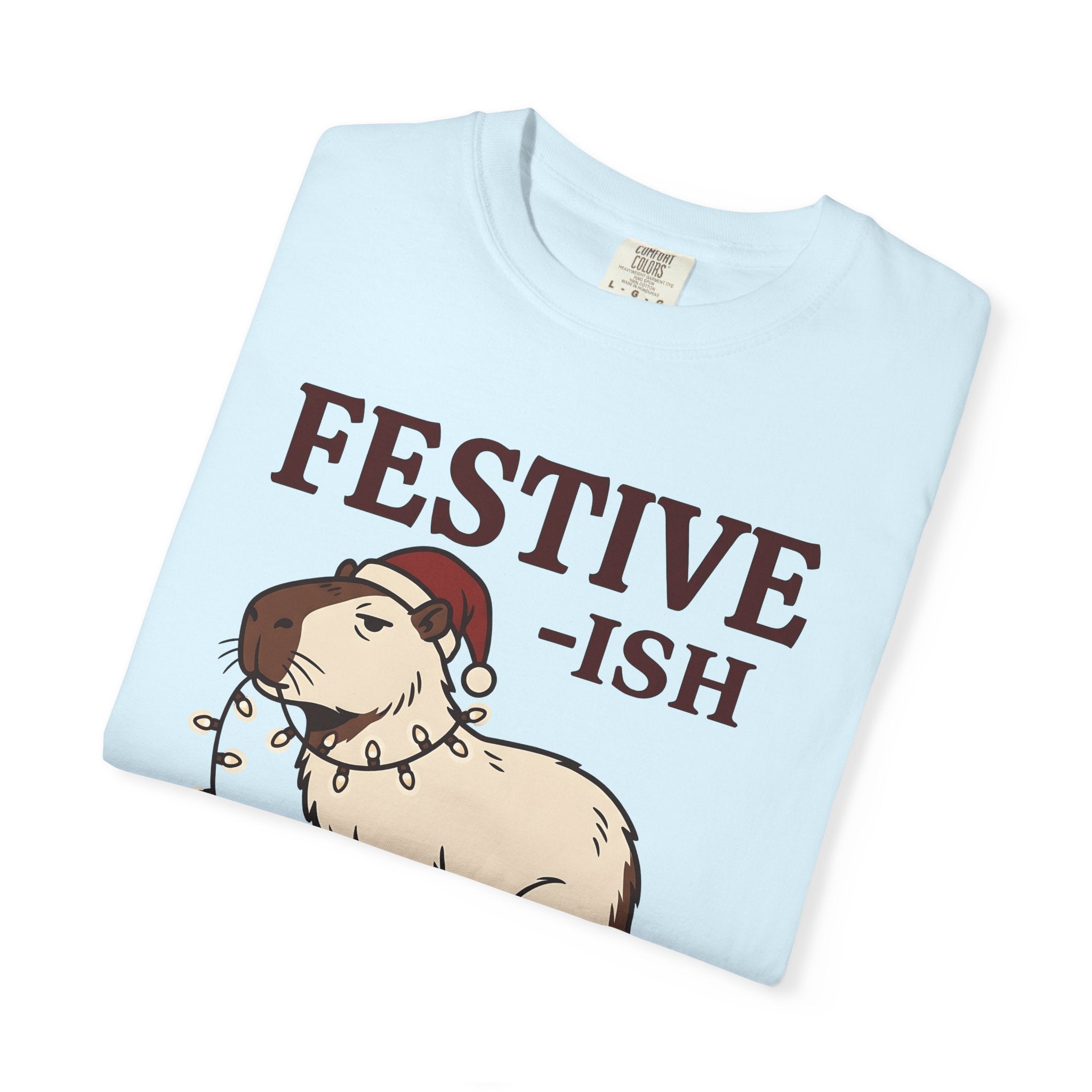 Capybara Christmas Hat Shirt Christmas Wildlife Gift Women Comic Tee Rodent T-Shirt Xmas Fan Cartoon Tshirt Wildlife Graphic Sketch Holiday