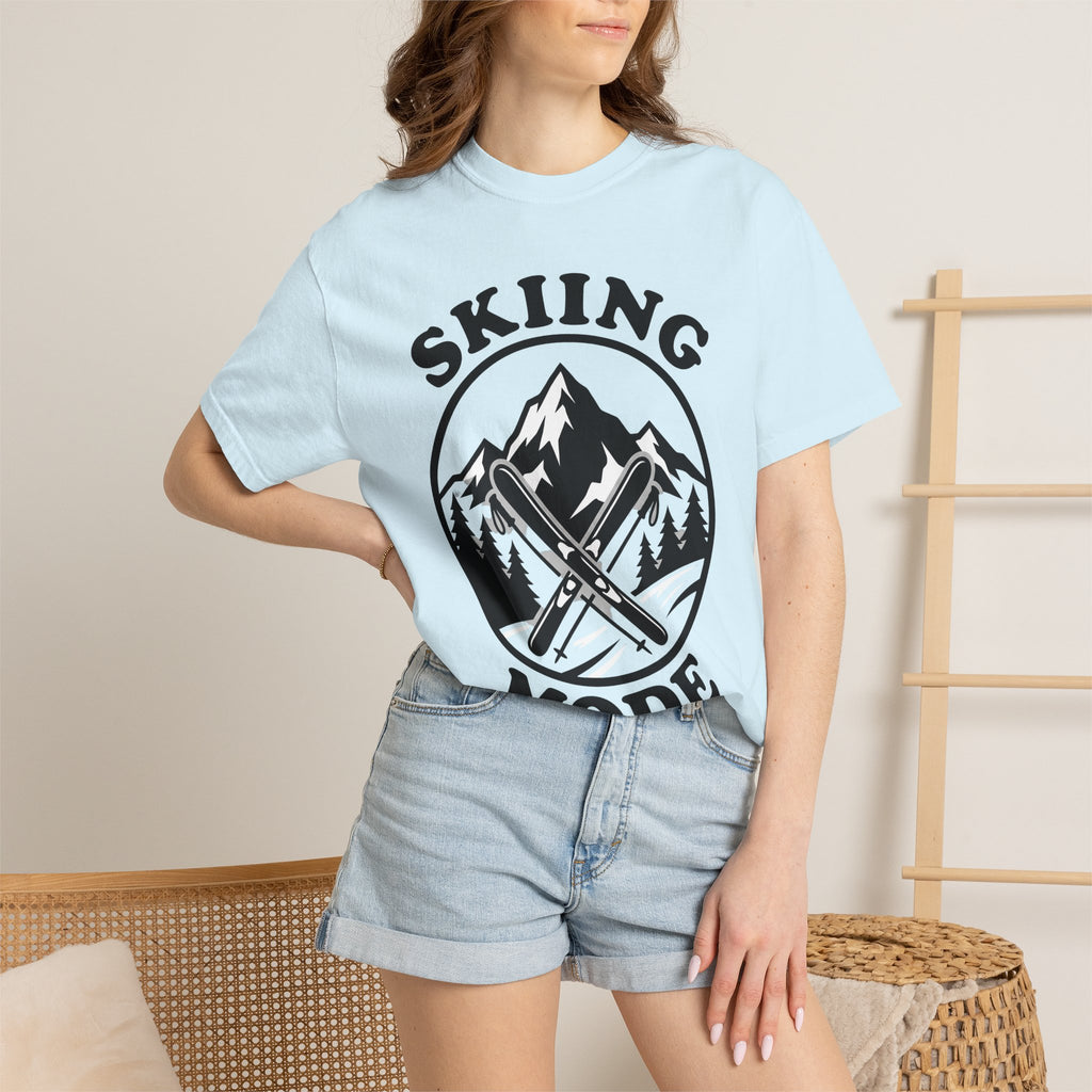 Crossed Skis Shirt Skiing Adventure Gift Women Bold Graphic Tee Skis T-Shirt Snowboarder Enthusiast Graphic Tshirt Thrill Seeker Graphic