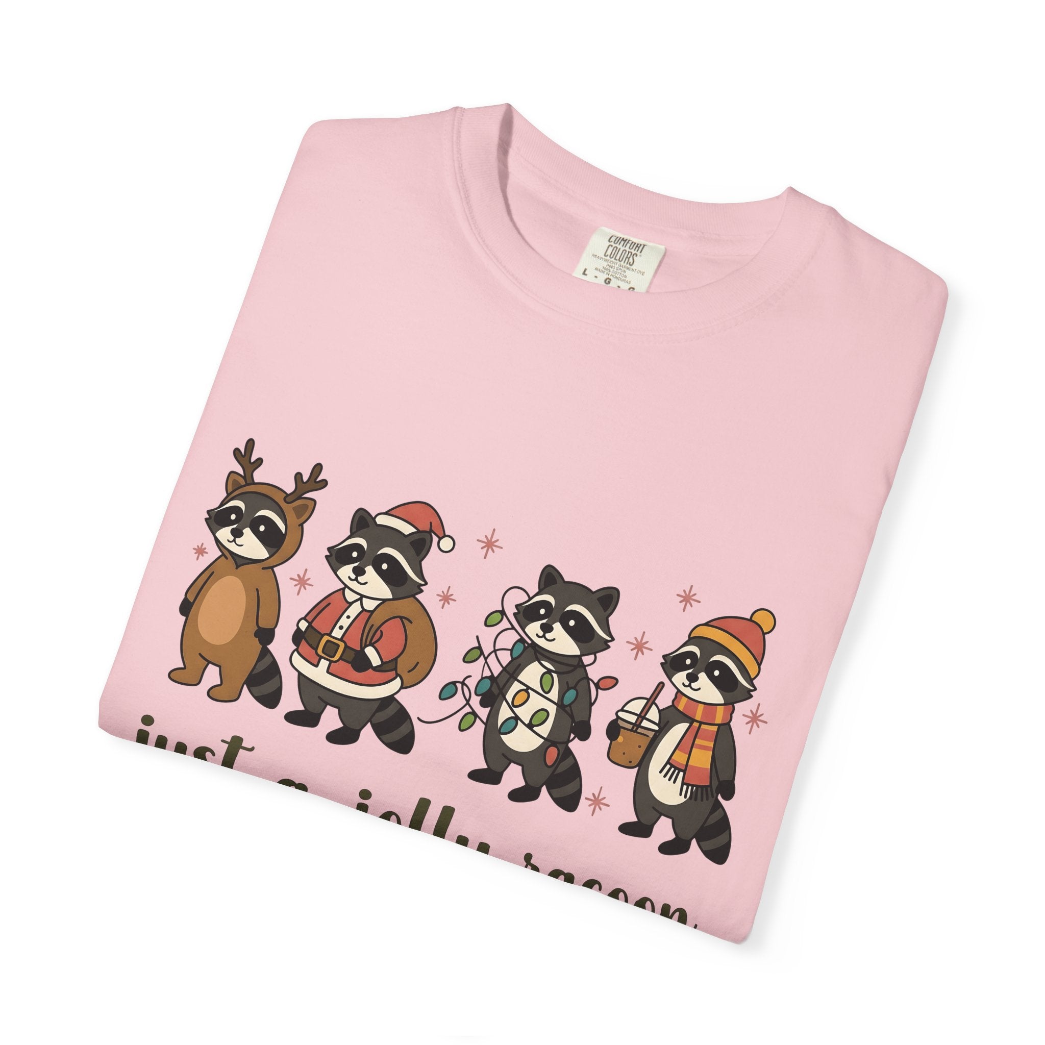 Raccoon Troop Shirt Christmas Pets Gift Women Lovable Tee Raccoon T-Shirt Xmas Fan Cute Tshirt Animal Graphic Design Graphic Twinkle Lights