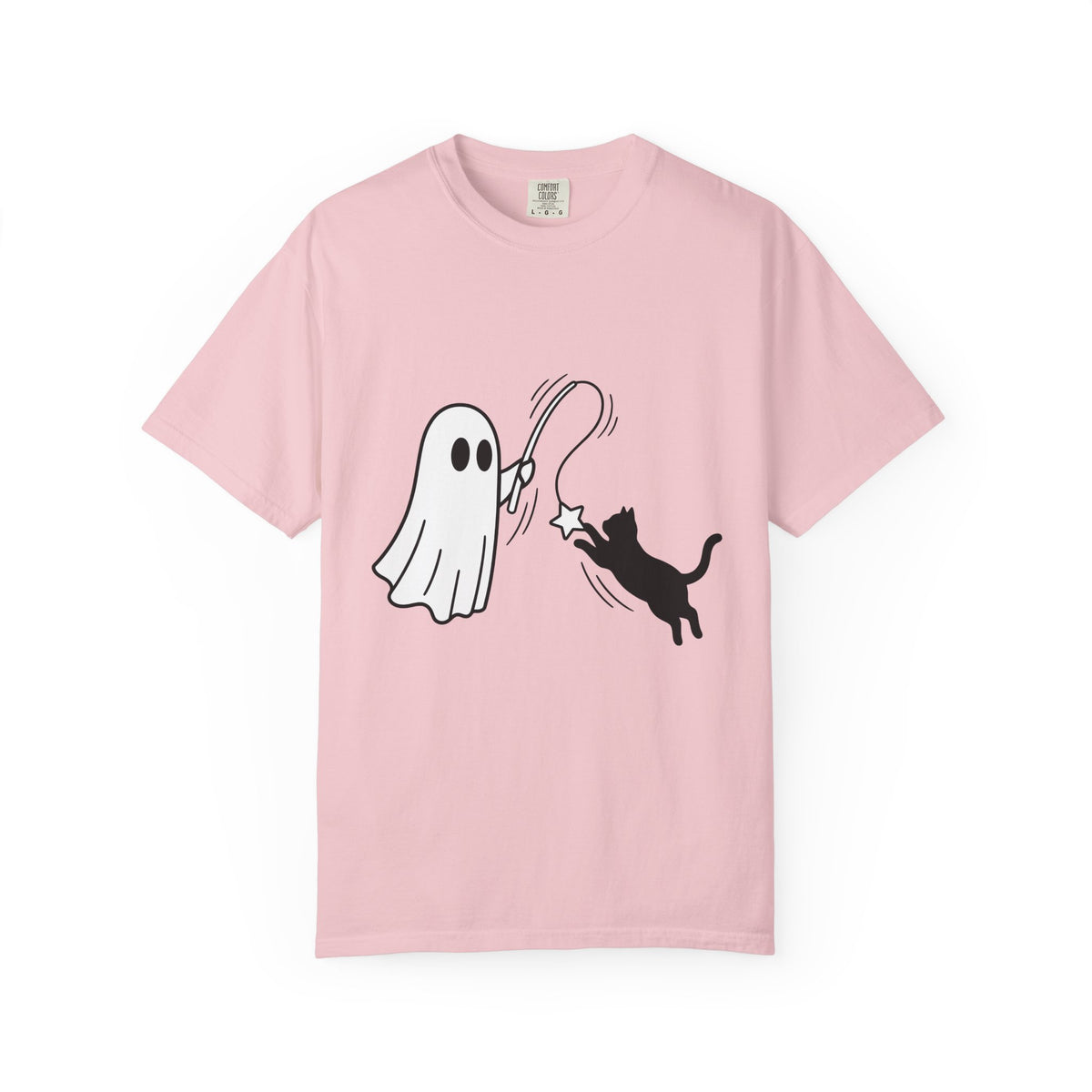 Spooky Cat Shirt Cat Holiday Gift Women Simple Tee Halloween Cat T-Shirt Cat Fan Black Cat Tshirt Holiday Graphic Comic Magic Stick Tshirt