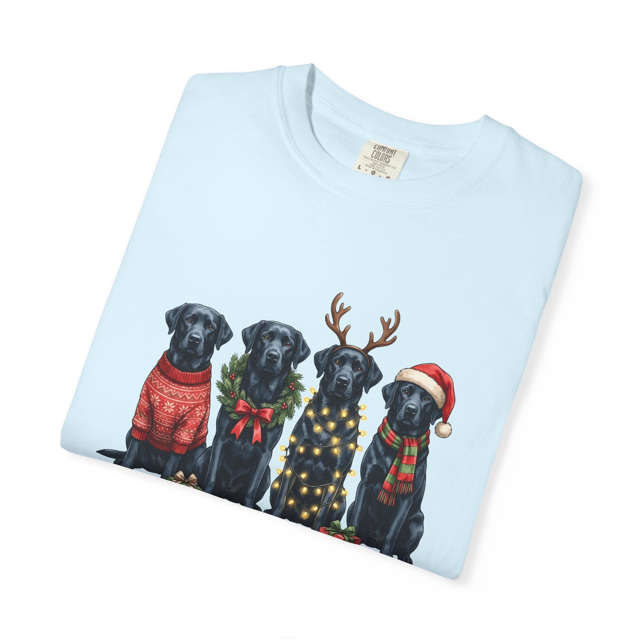 Black Labrador Dogs Shirt Dog Christmas Gift Women Hand Drawn Tee Labrador T-Shirt Dog Fan Illustrated Design Christmas Graphic Tshirt