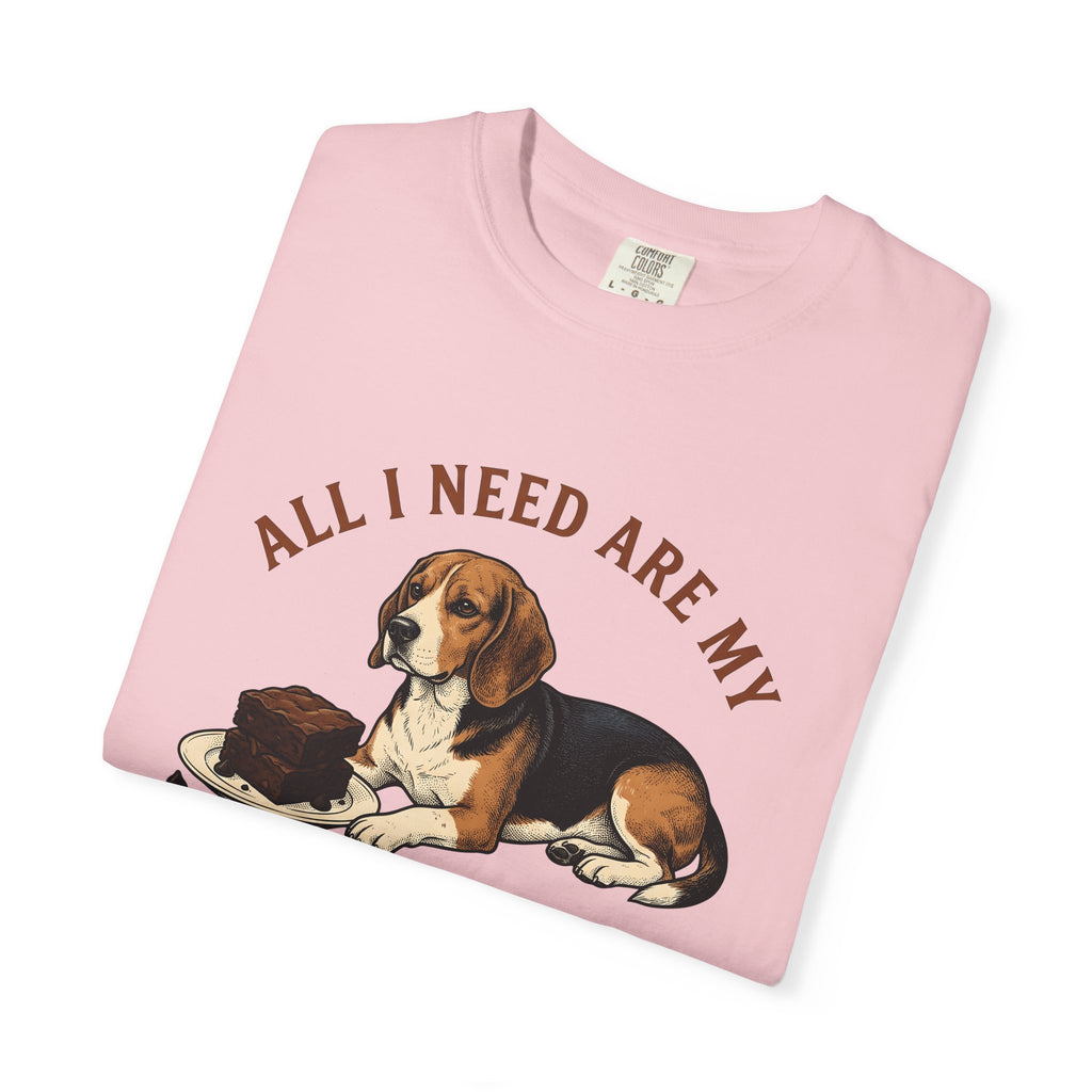 Beagle Dog Shirt Dog Dessert Gift Women Vintage Tee Hound T-Shirt Dog Fan Retro Tshirt Pastry Graphic Hand Drawn Brownies Tshirt