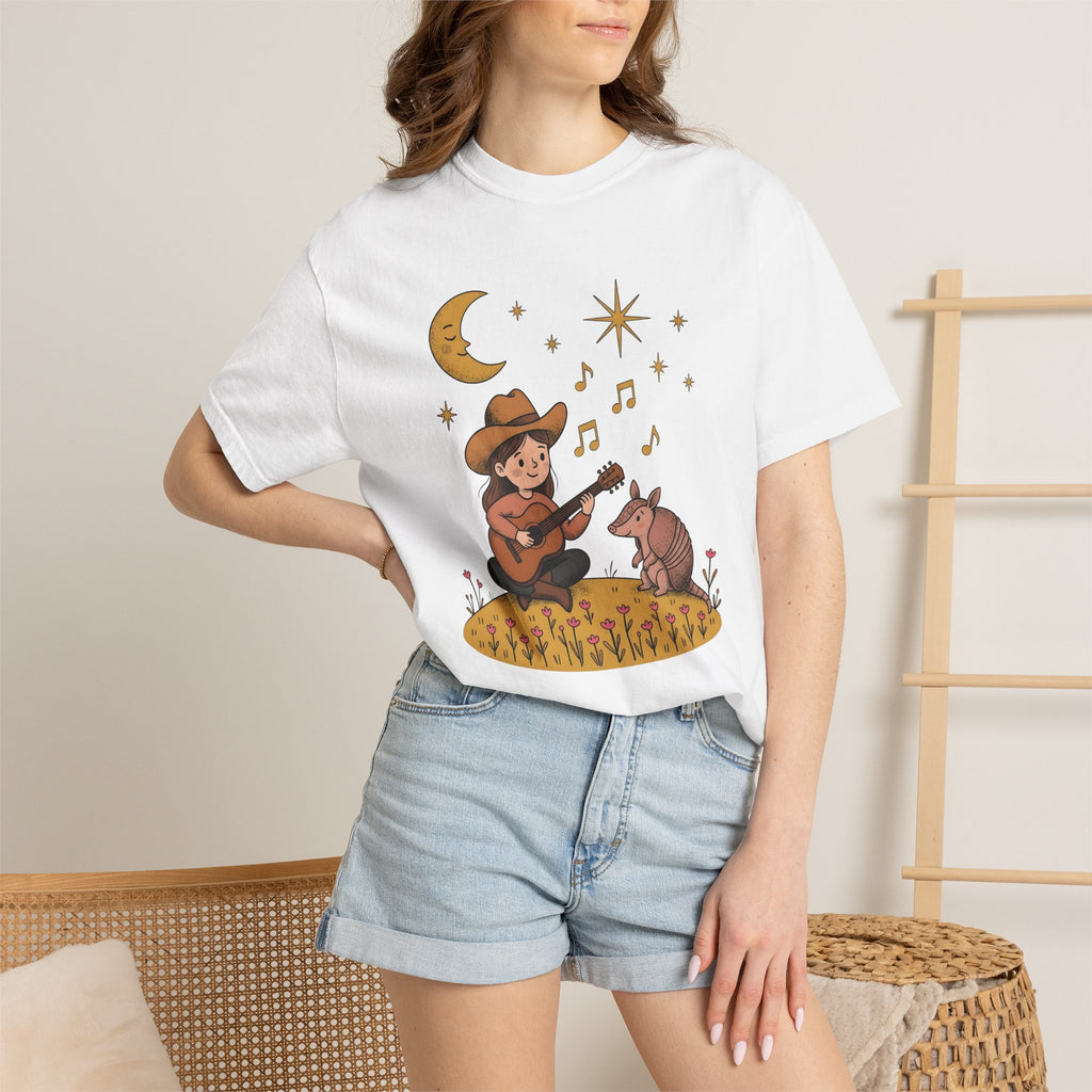 Cowgirl Guitar Shirt Cowgirl Melody Gift Women Line Art Tee Guitarist T-Shirt Cowgirl Fan Linework Tshirt Song Illustration Graphic