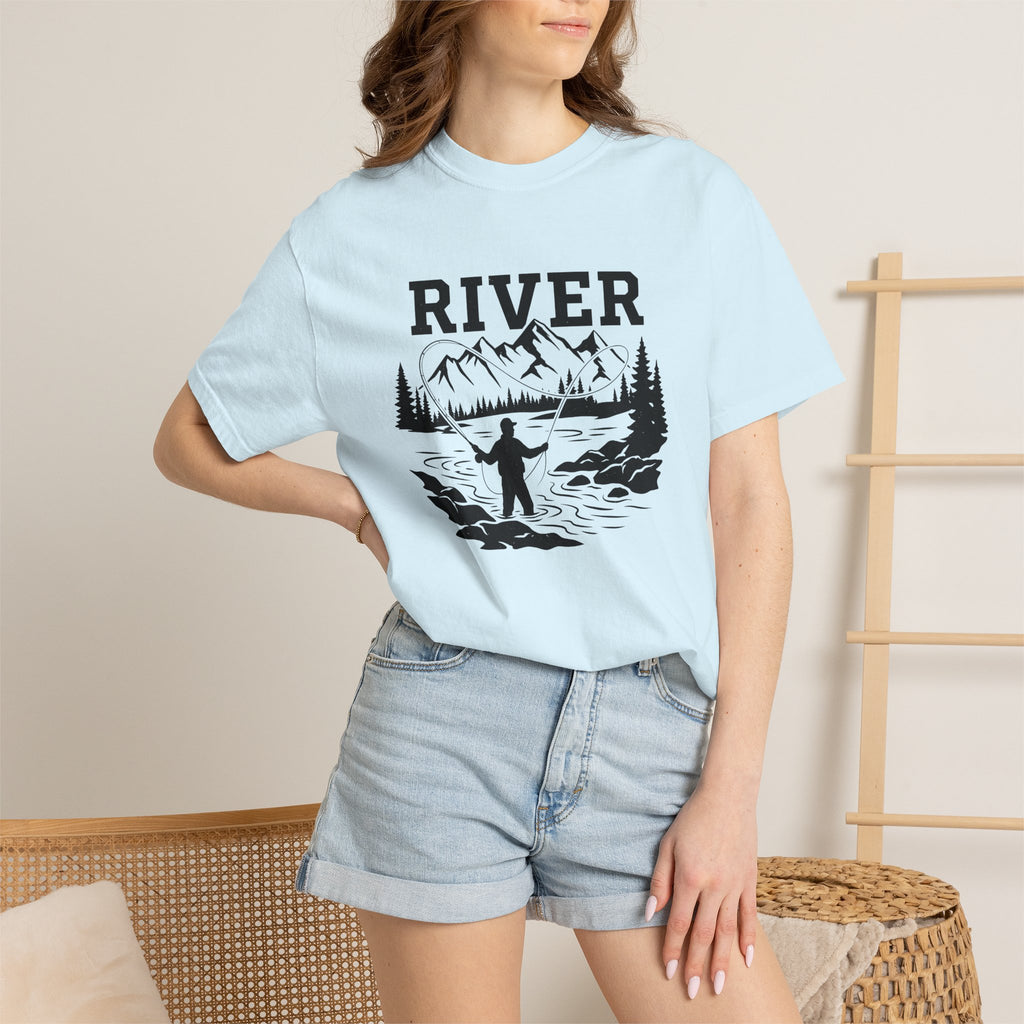 Fly Fishing Shirt Fishing Hiking Gift Women Retro Tee Flyfishing T-Shirt Angler Enthusiast Vintage Tshirt Trekker Graphic Doodle Peak Tshirt