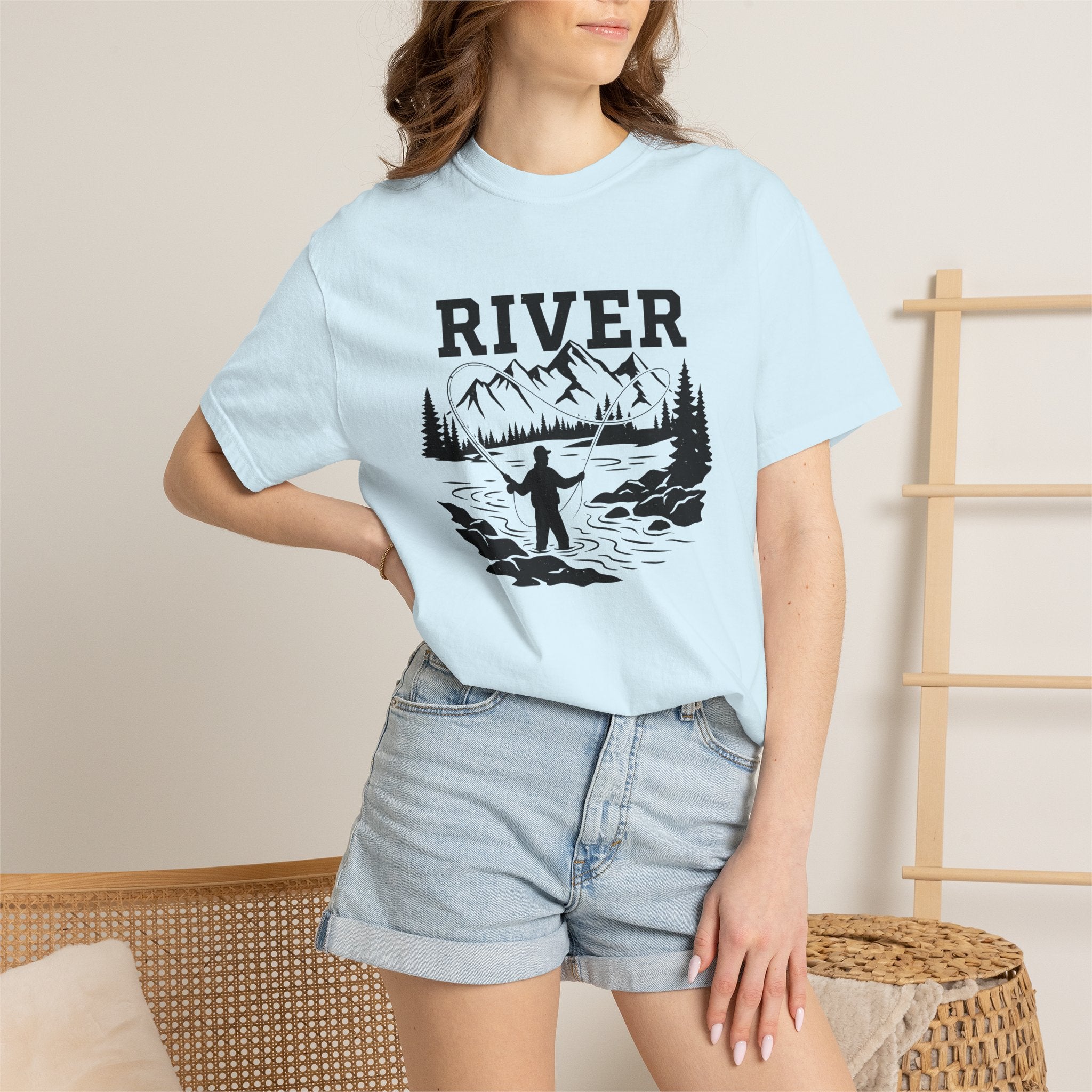 Fly Fishing Shirt Fishing Hiking Gift Women Retro Tee Flyfishing T-Shirt Angler Enthusiast Vintage Tshirt Trekker Graphic Doodle Peak Tshirt