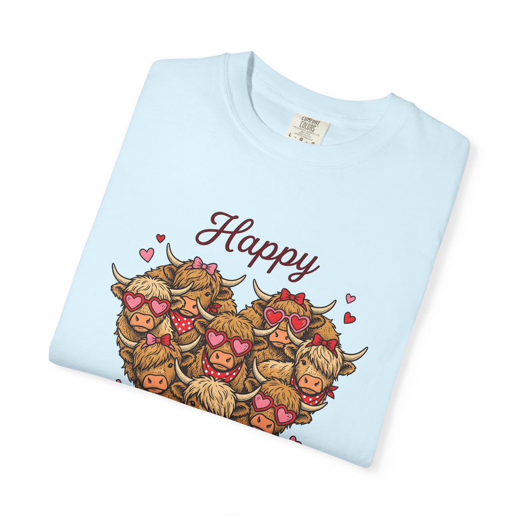 Highland Cows Shirt St Valentines Day Animal Gift Women Cartoon Tee Cow T-Shirt Valentine Fan Comic Tshirt Creature Graphic Vintage Heart