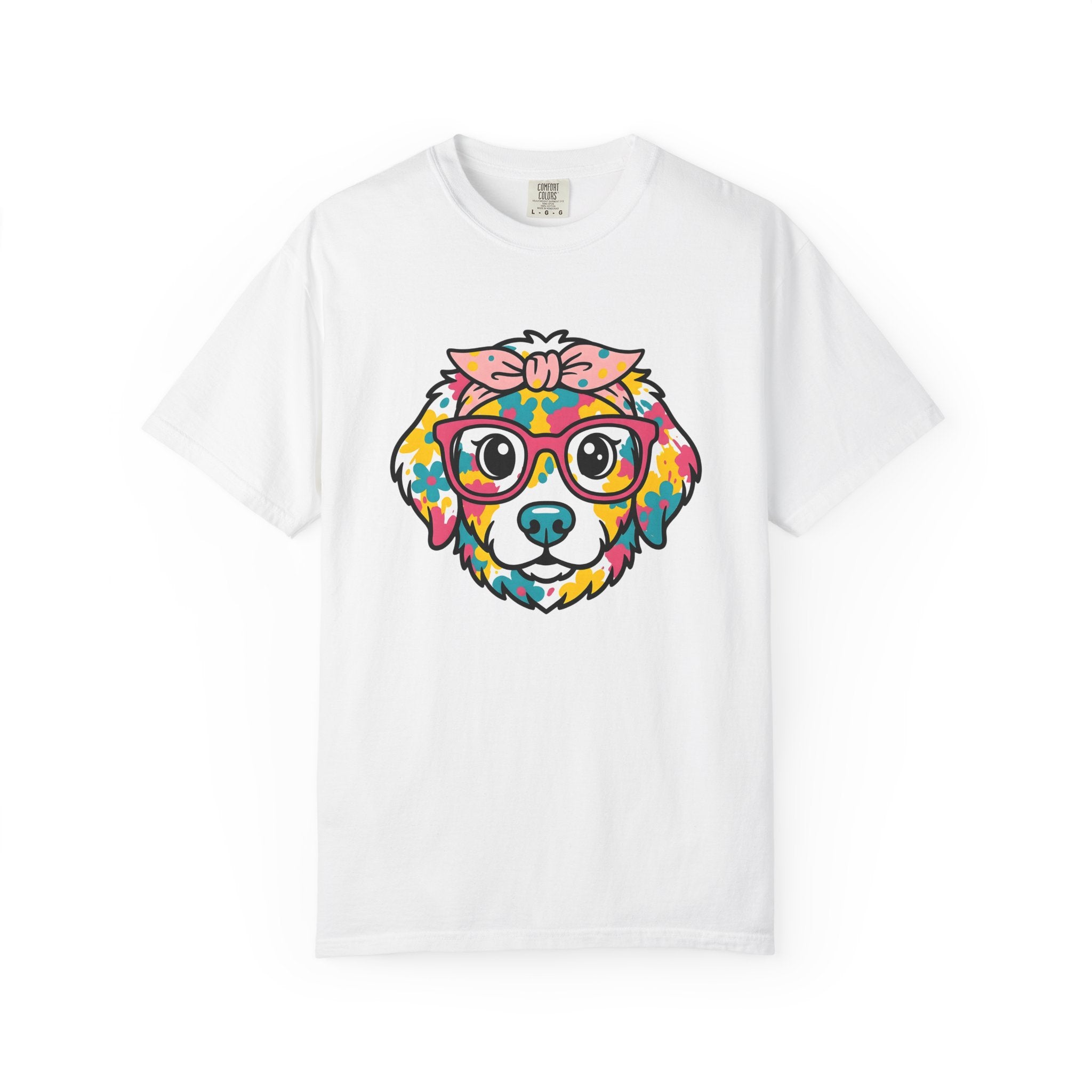 Dog Head Shirt Easter Animal Gift Women Comic Tee Puppy T-Shirt Easter Fan Cartoon Tshirt Creature Graphic Vibrant Spectacles Tshirt