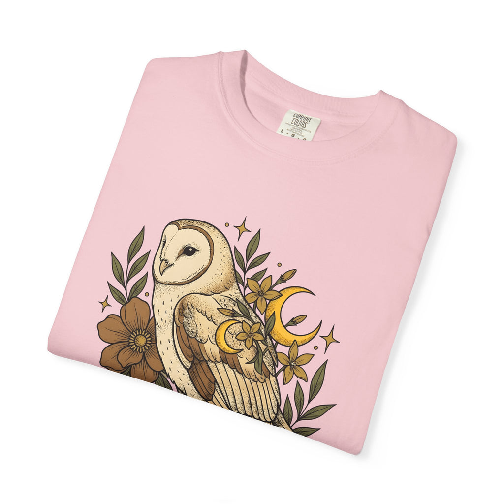 Barn Owl Shirt Animals & Flowers Hippie Gift Women Line Art Tee Owl T-Shirt Animal Fan Owl Tshirt Bohemian Graphic Hand Drawn Moon Tshirt