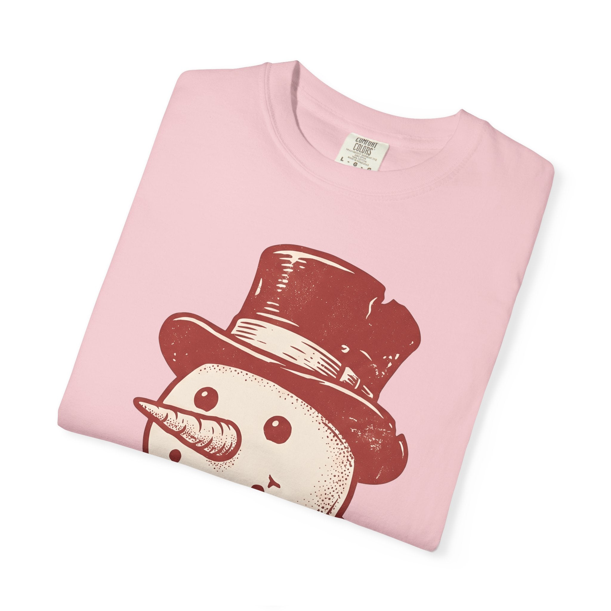 Snowman Illustration Shirt Christmas Holiday Gift Women Retro Tee Frosty T-Shirt Xmas Fan Vintage Tshirt Seasonal Graphic Sketch Neck Warmer