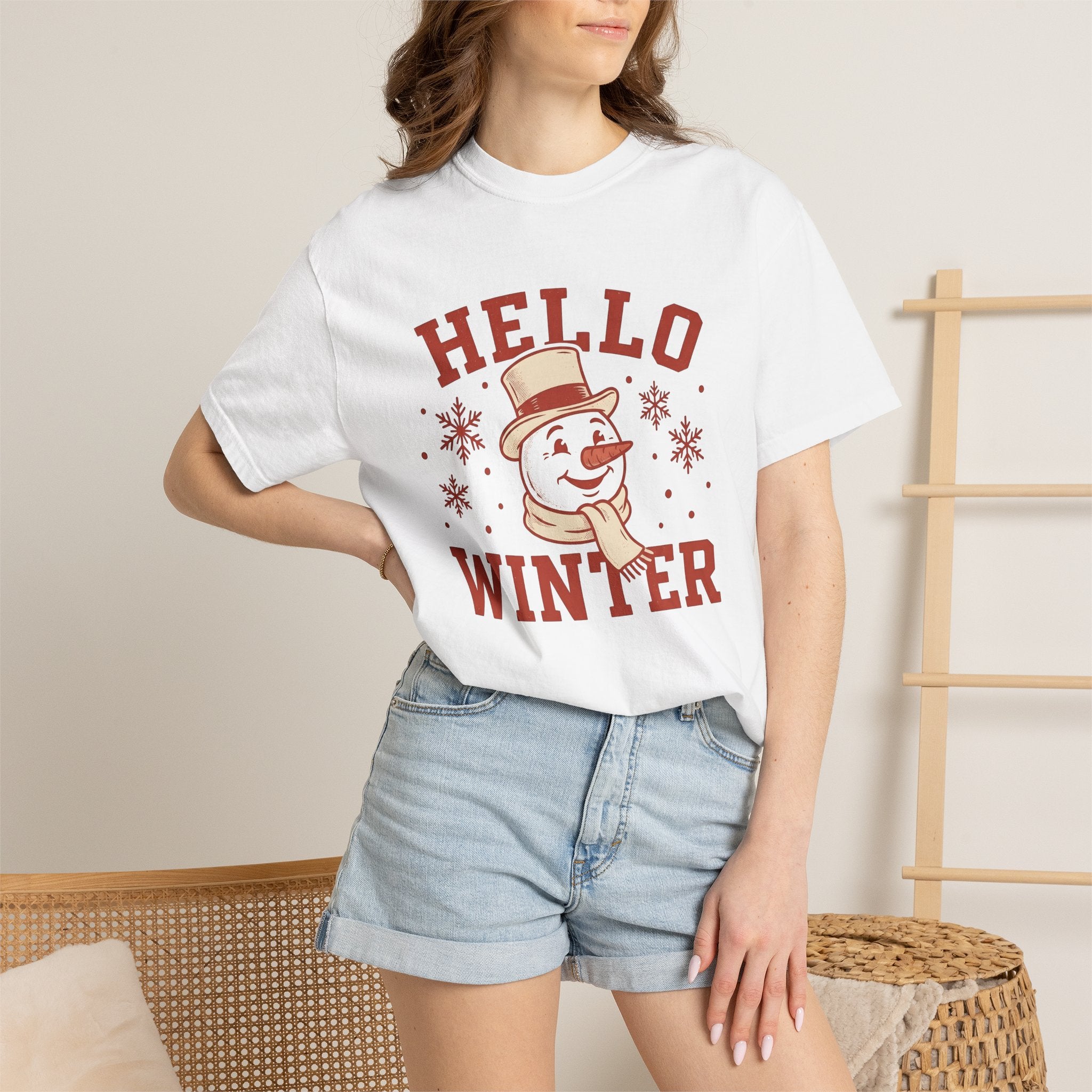 Snowman Clipart Shirt Christmas Cold Gift Women Farmhouse Tee Frosty T-Shirt Xmas Fan Rustic Tshirt Winter Graphic Nostalgic Ice Flakes