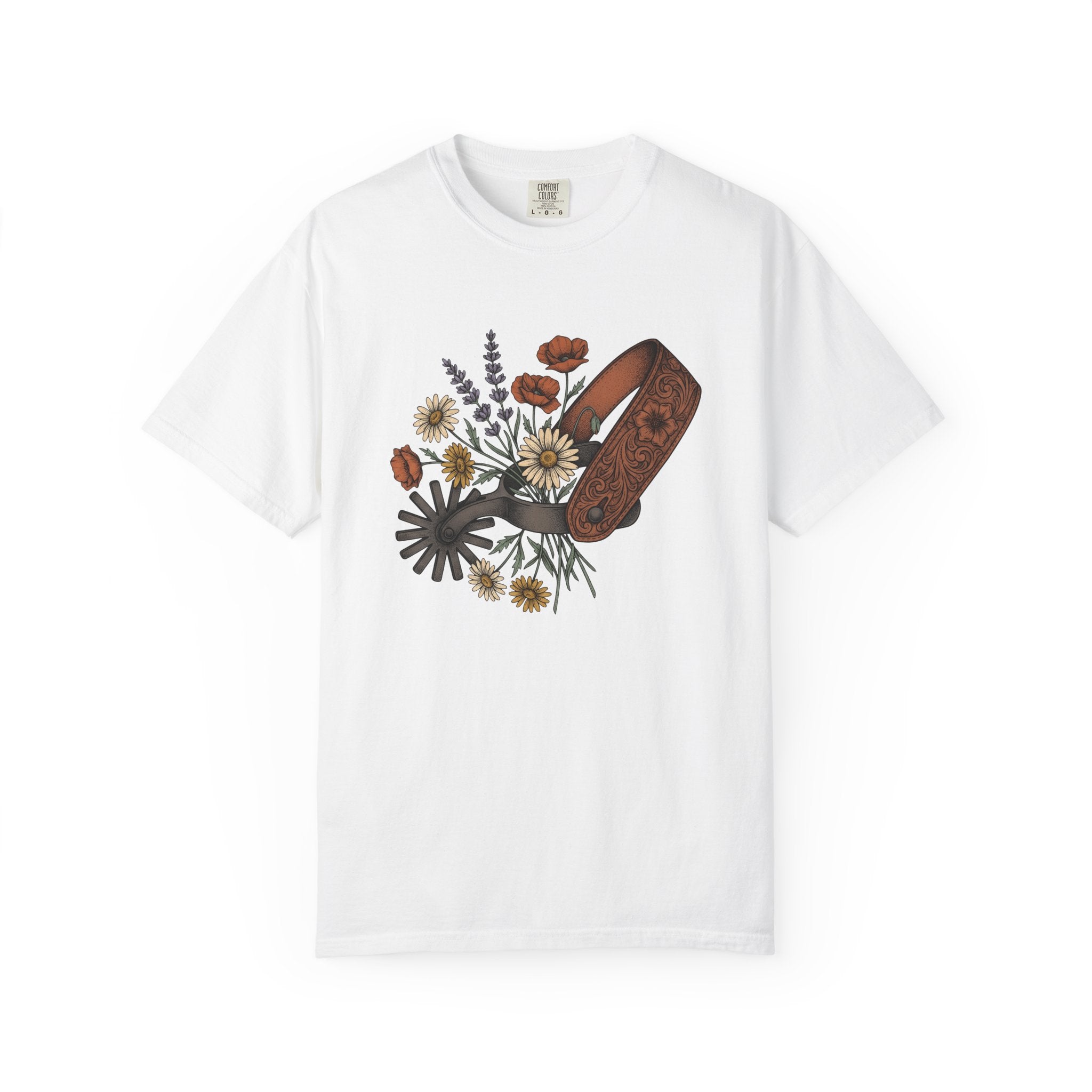 Cowboy Spur Shirt Cowgirl Blossom Gift Women Rustic Tee Spur T-Shirt Cowgirl Fan Western Tshirt Floral Graphic Retro Meadow Flowers Tshirt