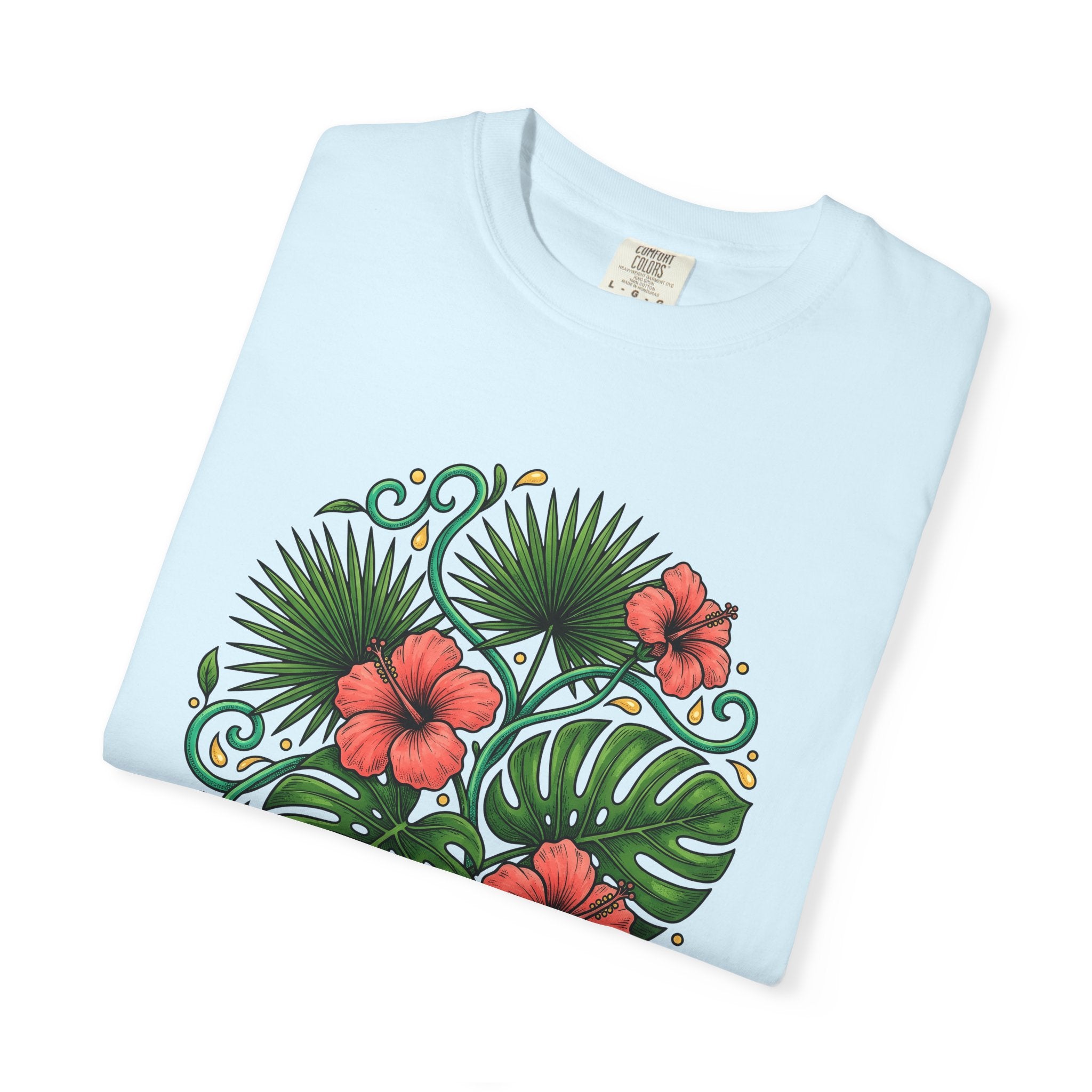 Tropical Blooms Shirt Floral Plants Gift Women Floral Illustration Tee Tropical Flowers T-Shirt Flower Fan Botanical Tshirt Foliage Graphic
