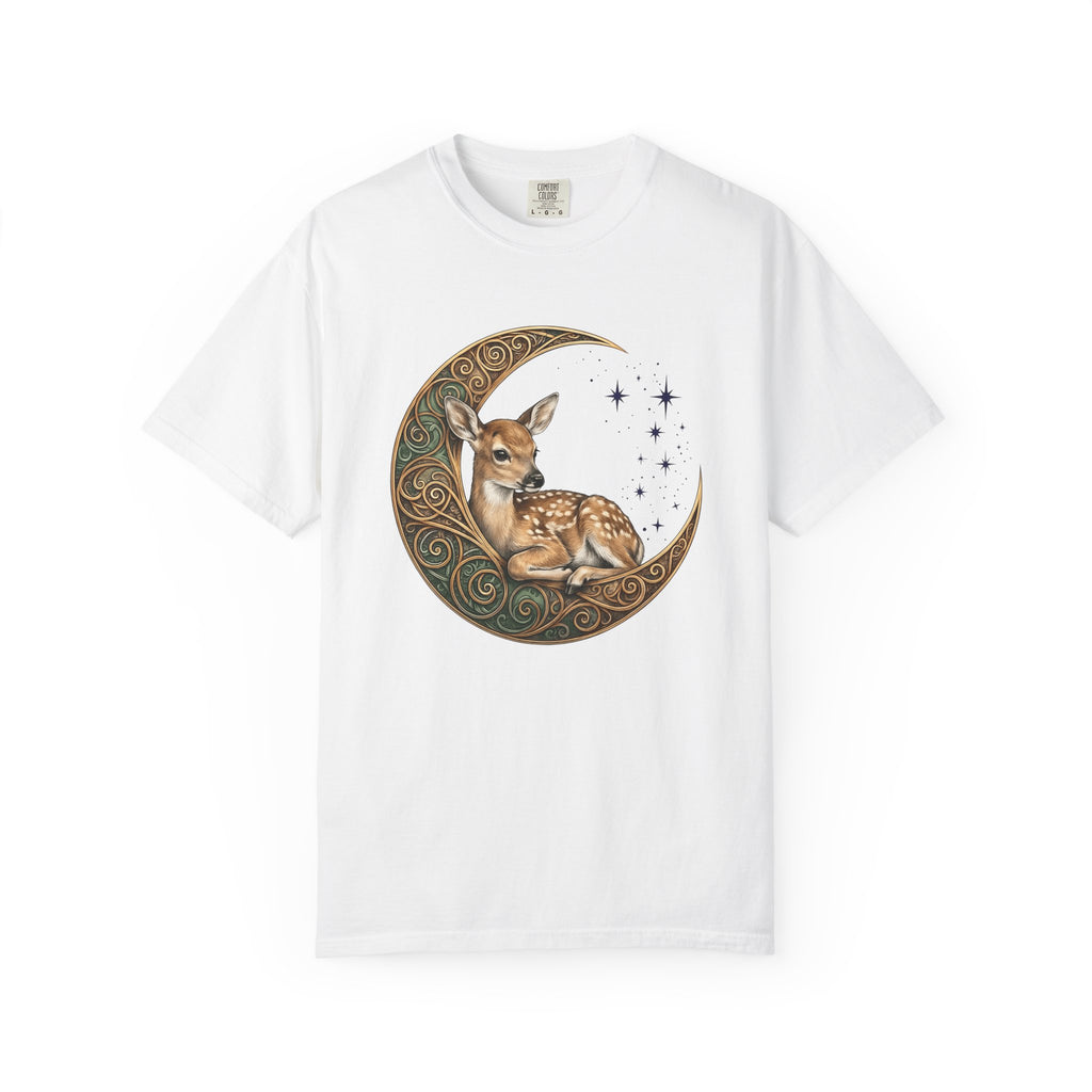 Deer Moon Shirt Animals Nature Gift Women Boho Tee Moonlight T-Shirt Wildlife Fan Bohemian Tshirt Environmental Graphic Vintage Stars Tshirt