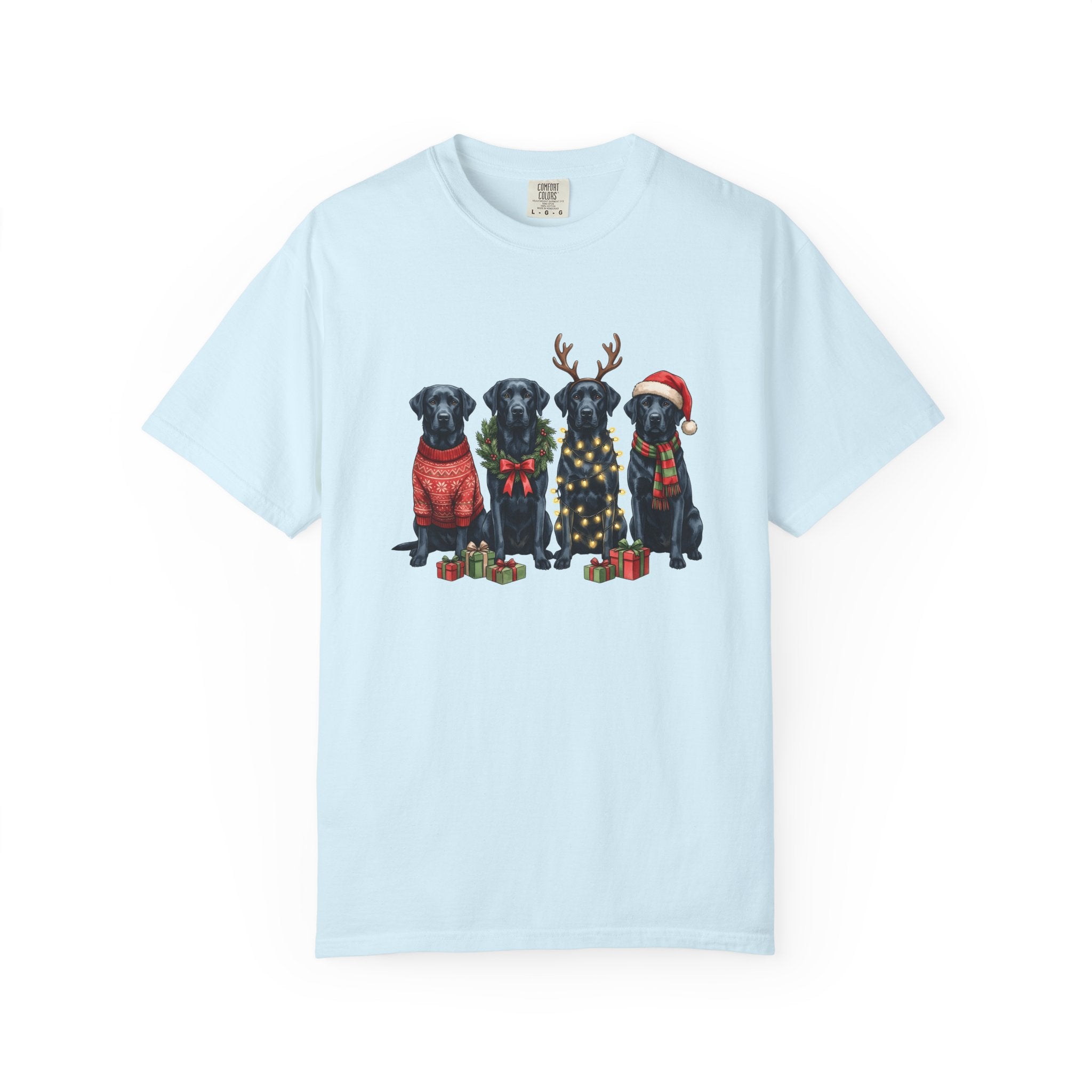 Black Labrador Dogs Shirt Dog Christmas Gift Women Hand Drawn Tee Labrador T-Shirt Dog Fan Illustrated Design Christmas Graphic Tshirt