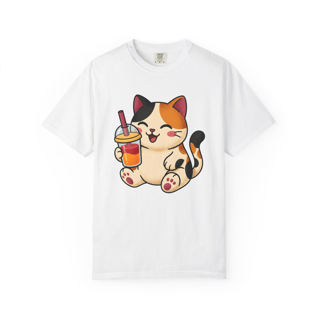 Tortoiseshell Cat Shirt Coffee Pets Gift Women Cute Tee Cat T-Shirt Coffee Fan Cat Tshirt Animal Graphic Comic Boba Tea Tshirt