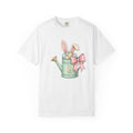 Rabbit Ear Flower Pot Shirt Easter Flora Gift Women Playful Tee Flowerpot T-Shirt Easter Fan Planter Tshirt Botanical Graphic Muted Tones