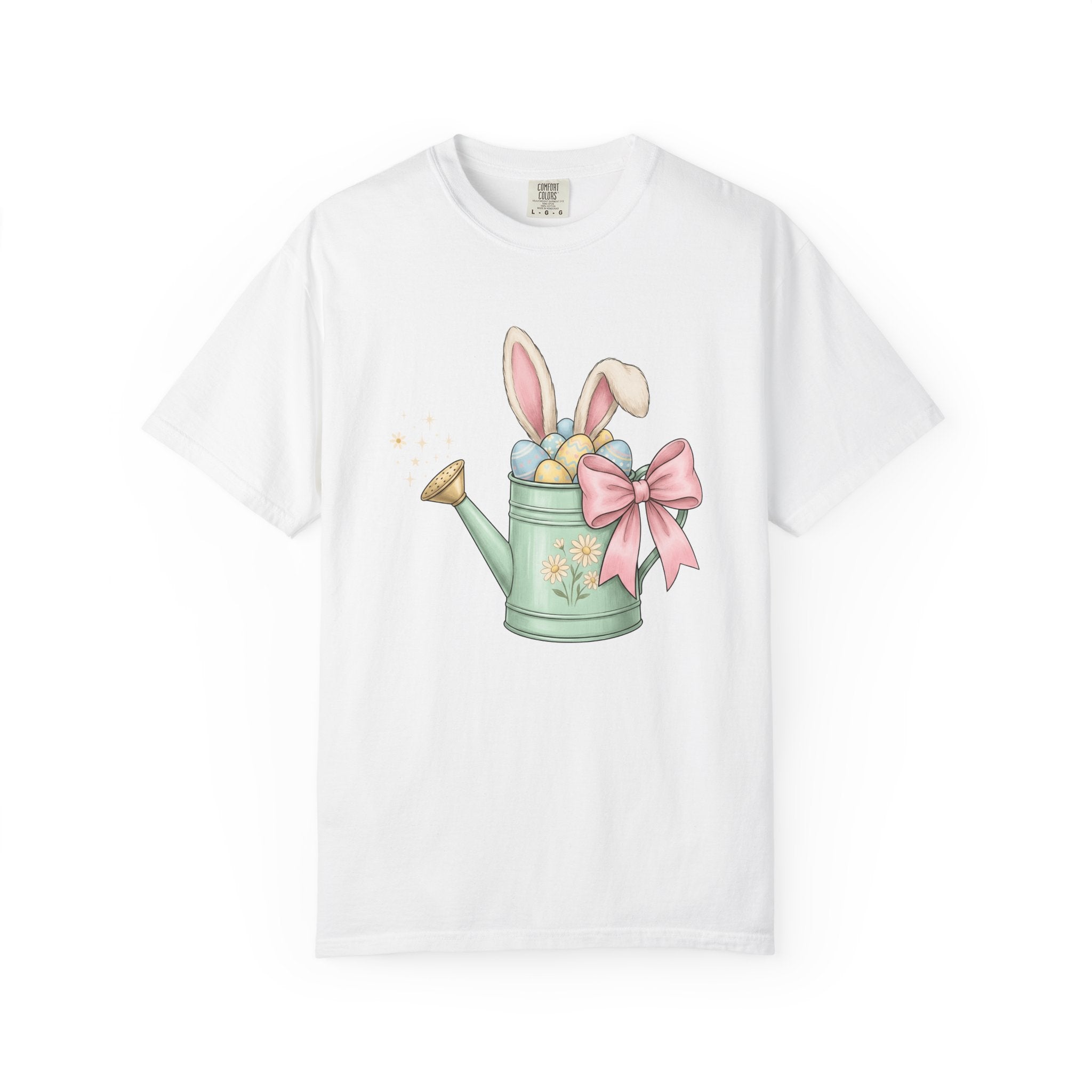 Rabbit Ear Flower Pot Shirt Easter Flora Gift Women Playful Tee Flowerpot T-Shirt Easter Fan Planter Tshirt Botanical Graphic Muted Tones