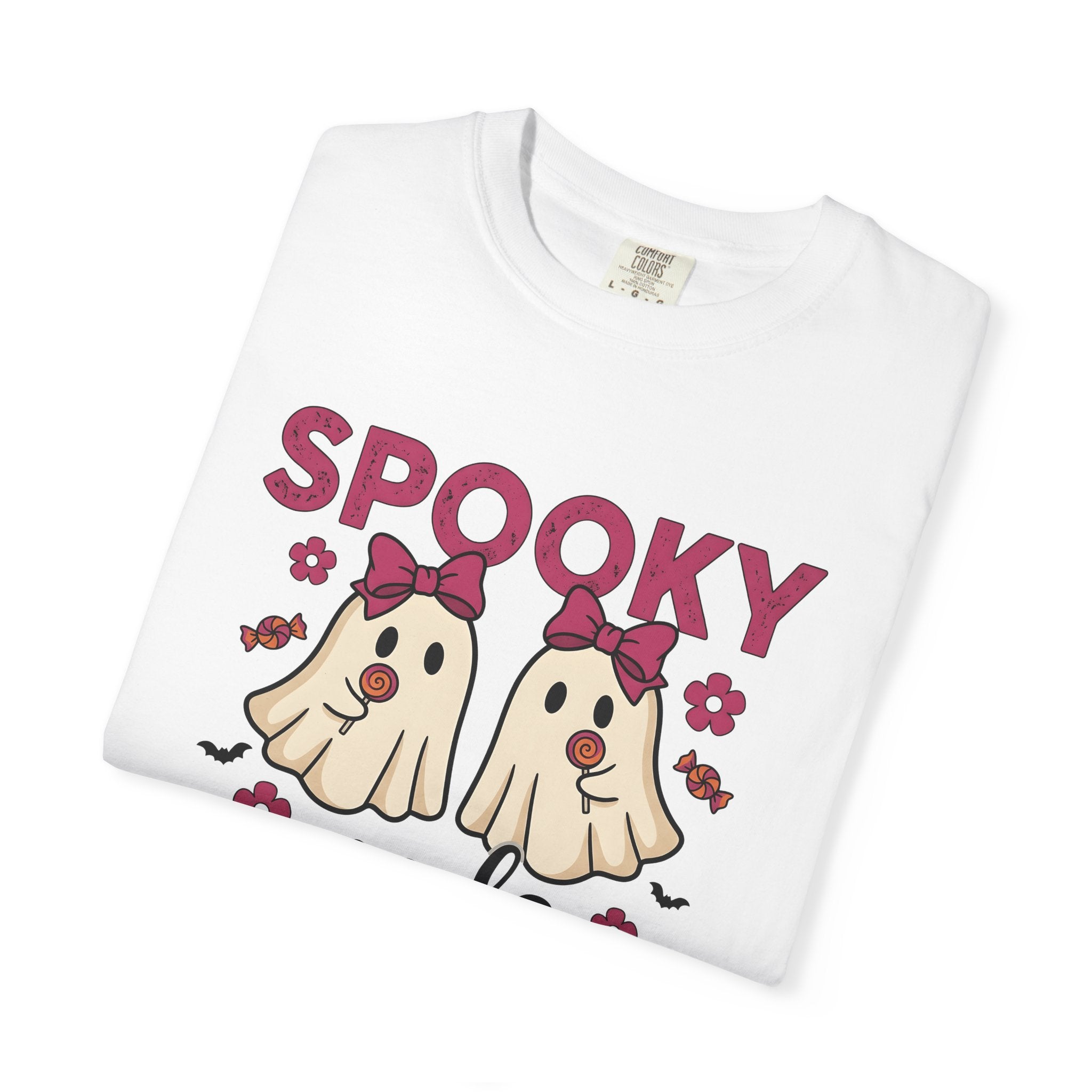 Ghost Candy Shirt Nurses Halloween Gift Women Cute Tee Candy T-Shirt Nurse Enthusiast Kawaii Tshirt Spooky Graphic Hand Drawn Pink Bow