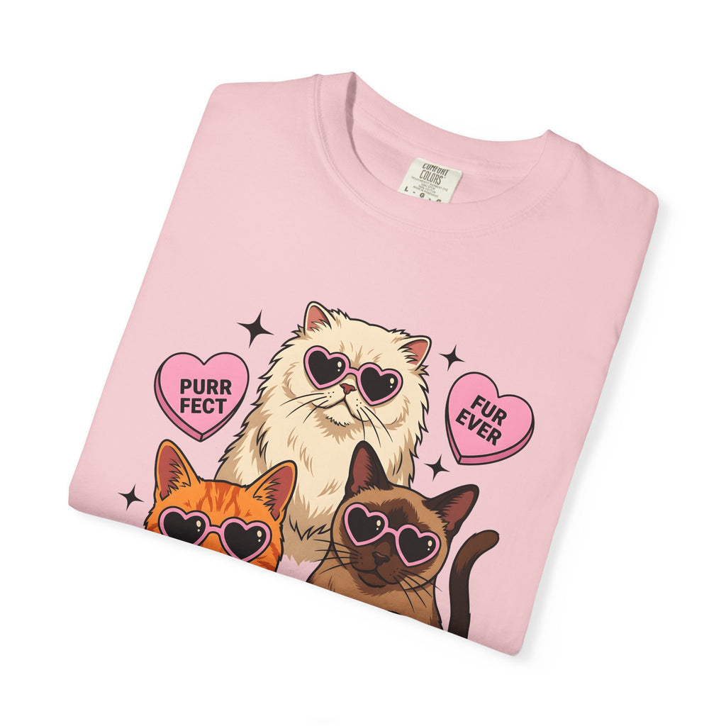 Cat Trio Shirt St. Valentine's Day Animal Gift Women Comic Tee Kittens T-Shirt Valentine Fan Cartoon Tshirt Creature Graphic Vintage Heart