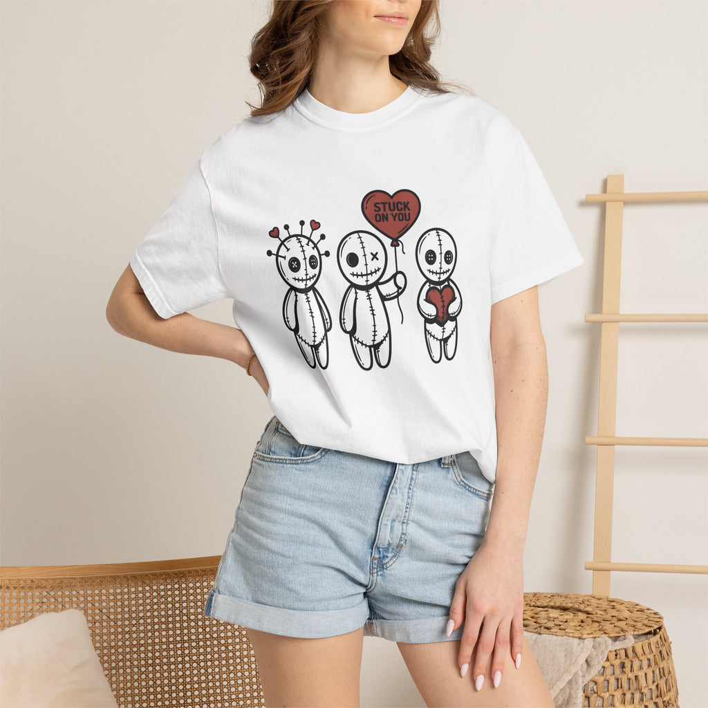 Voodoo Doll Shirt Valentine Dark Gift Women Cartoon Tee Poppet T-Shirt Love Fan Comic Tshirt Gothic Graphic Line Art Heart Balloon Tshirt