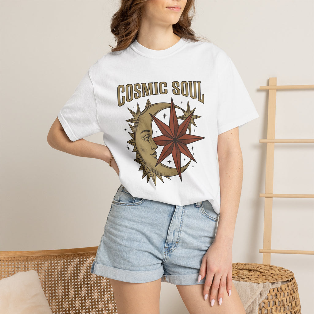Moon Star Face Shirt Boho Chic Zodiac Gift Women Hand Drawn Tee Celestial Body T-Shirt Bohemian Enthusiast Celestial Graphic Horoscope