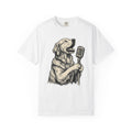 Golden Retriever Shirt Dog Guitar Gift Women Line Art Tee Retriever T-Shirt Dog Fan Illustrated Graphic Tshirt Hand Drawn Microphone Tshirt