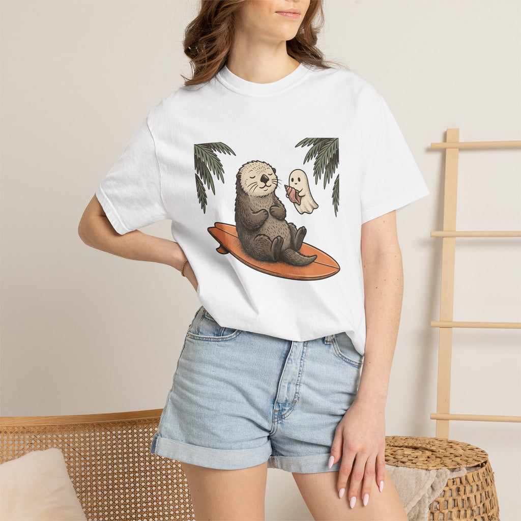 Otter Board Shirt Sports Shore Gift Women Adorable Tee Surfboard T-Shirt Athlete Fan Boho Tshirt Coastal Graphic Retro Spirit Tshirt