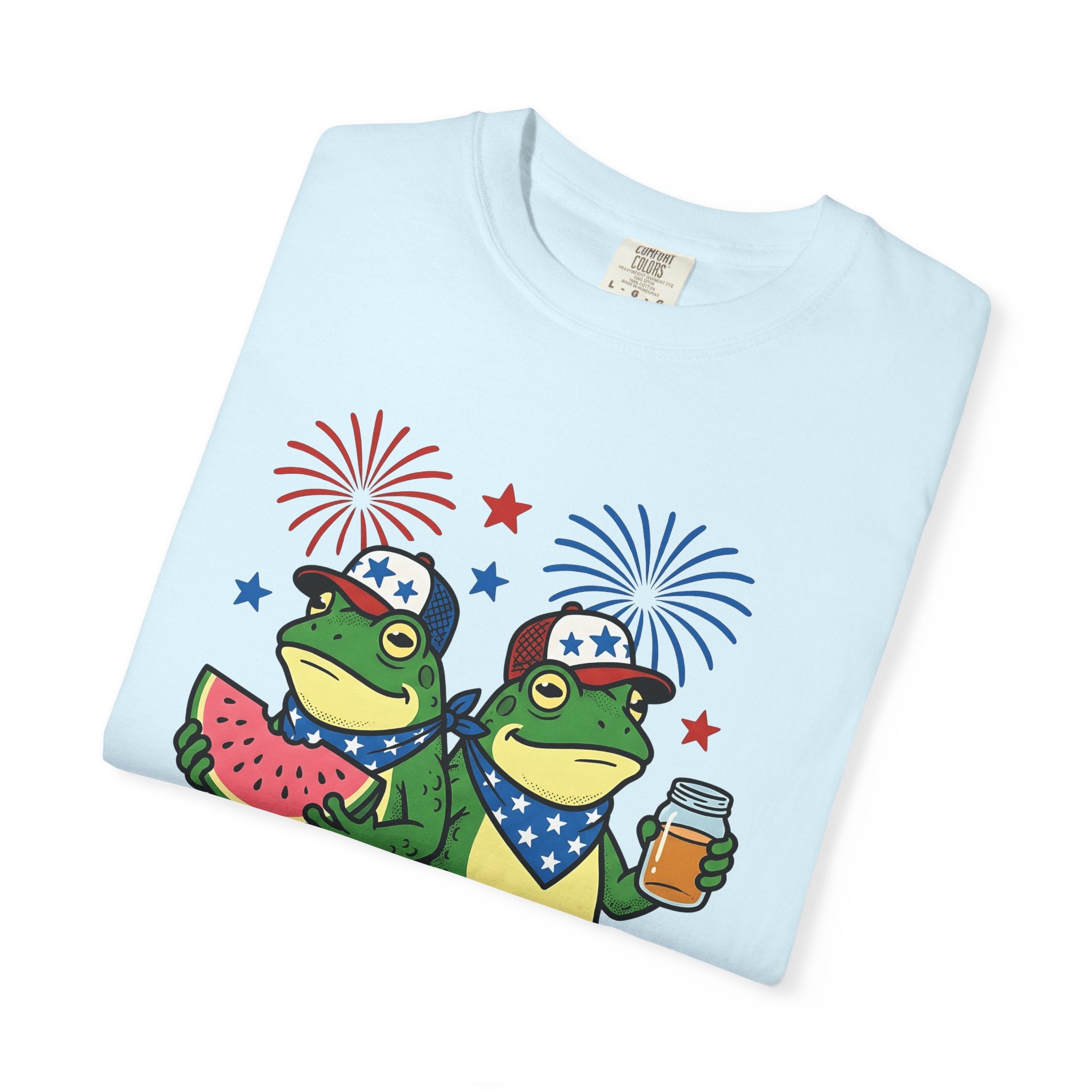 Two Frogs Shirt America 4Th Of July Holiday Gift Women Illustration Tee Toad T-Shirt Patriotic Fan Artistic Tshirt Celebration Graphic
