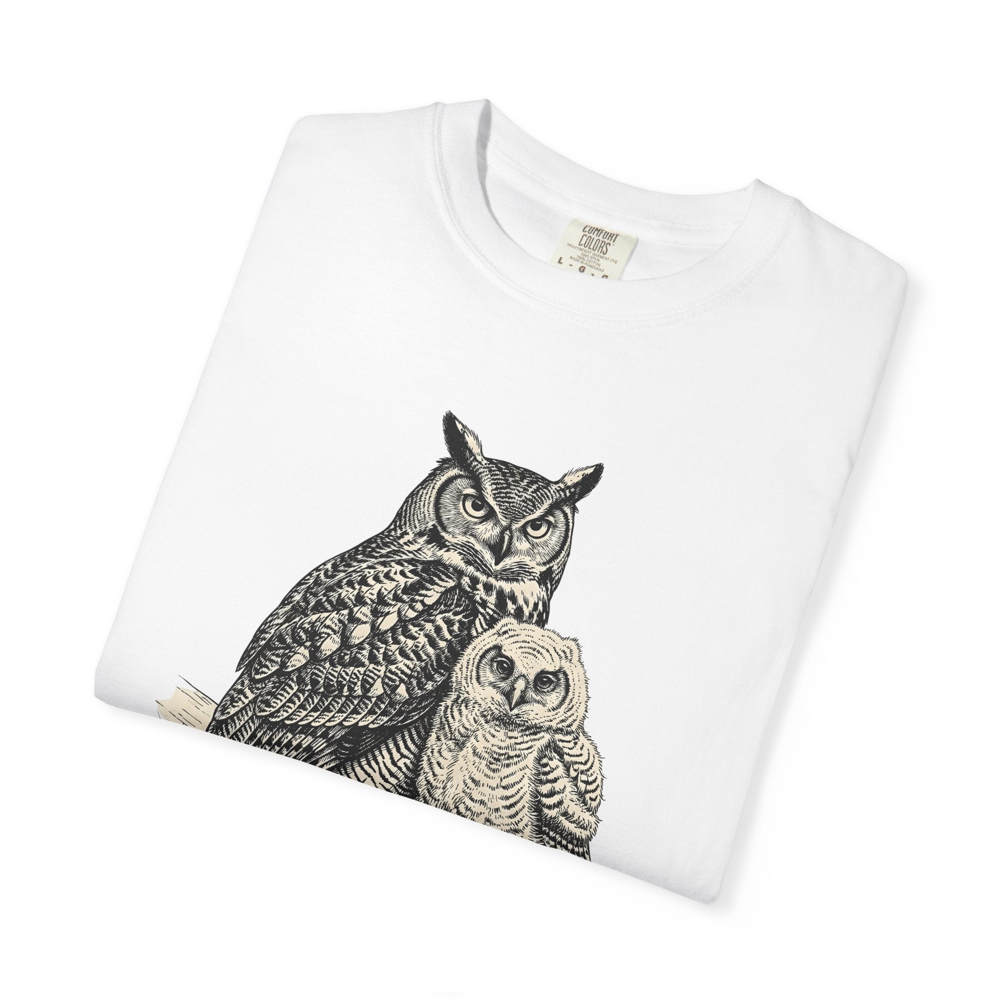 Owl Twosome Shirt Animals Ecosystem Gift Women Old Fashioned Tee Owls T-Shirt Wildlife Fan Vintage Tshirt Environment Graphic Line Art Perch