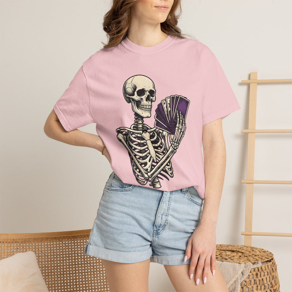Skeleton Playing Cards Shirt Halloween Gothic Gift Women Vintage Tee Card Shark T-Shirt Horror Fan Retro Tshirt Dark Graphic Hand Drawn