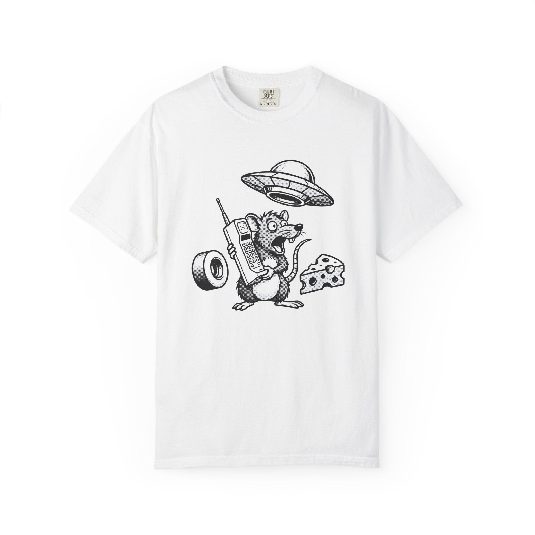 Funny Rat Shirt Funny Mammals Gift Women Comic Tee Rodent T-Shirt Humor Fan Cartoon Tshirt Animal Graphic Sketch Spaceship Tshirt