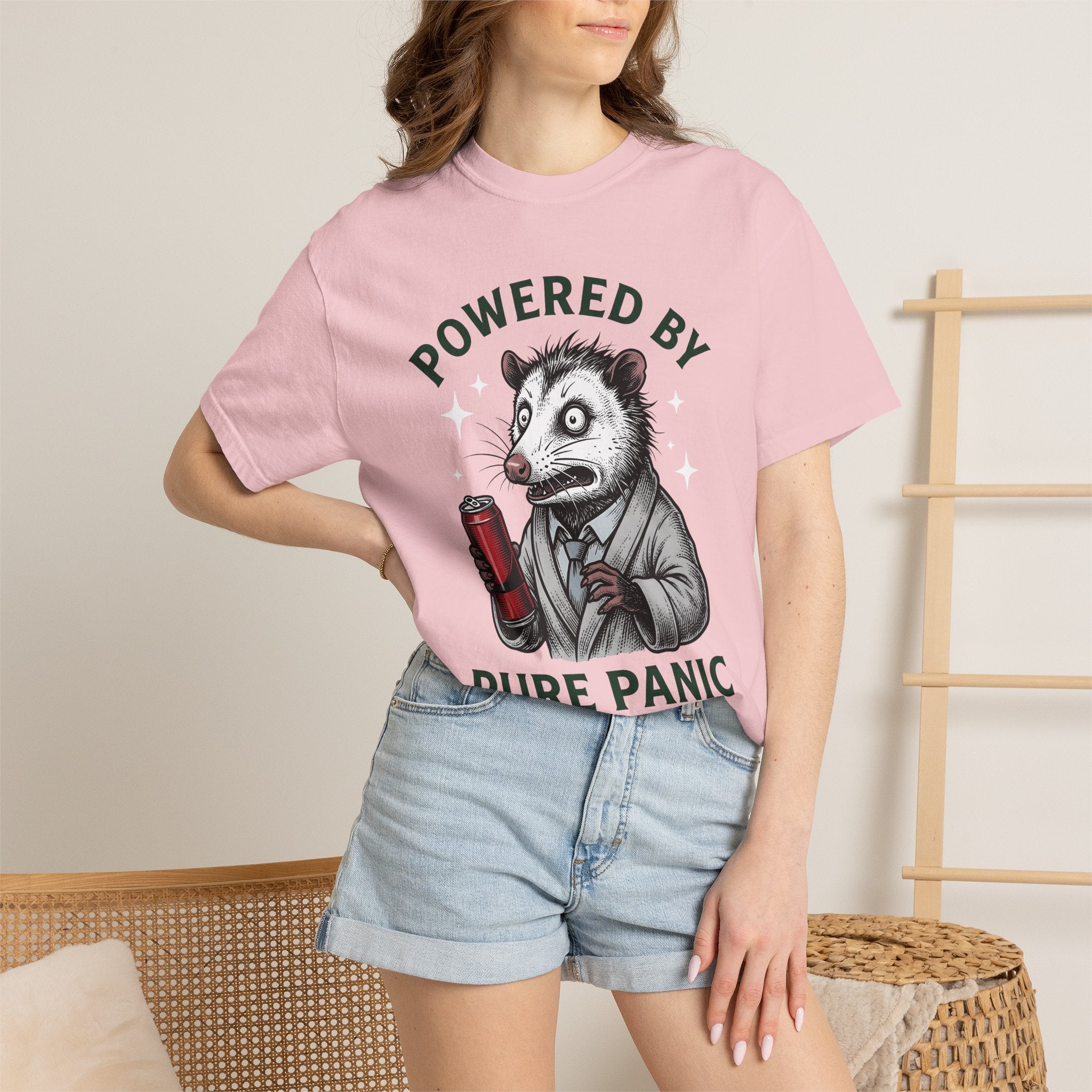 Possum Energy Drink Shirt Coffee Jokes Gift Women Comic Tee Energy Drink T-Shirt Coffee Fan Cartoon Tshirt Humor Graphic Retro Sparkles