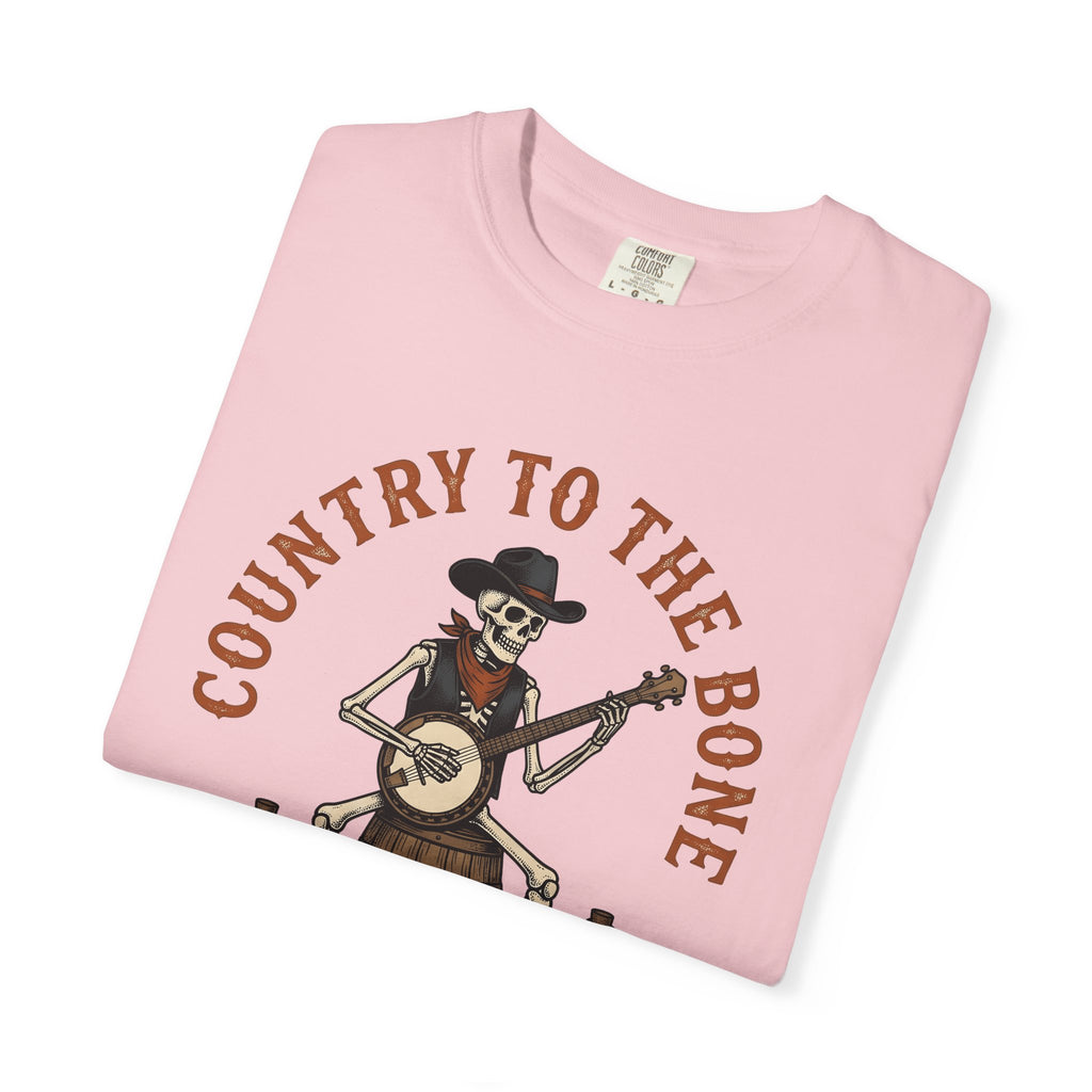 Bone Cowboy Shirt Halloween Rustic Gift Women Antique Tee Skeleton T-Shirt Horror Fan Vintage Tshirt Country Graphic Cartoon Acoustic Guitar