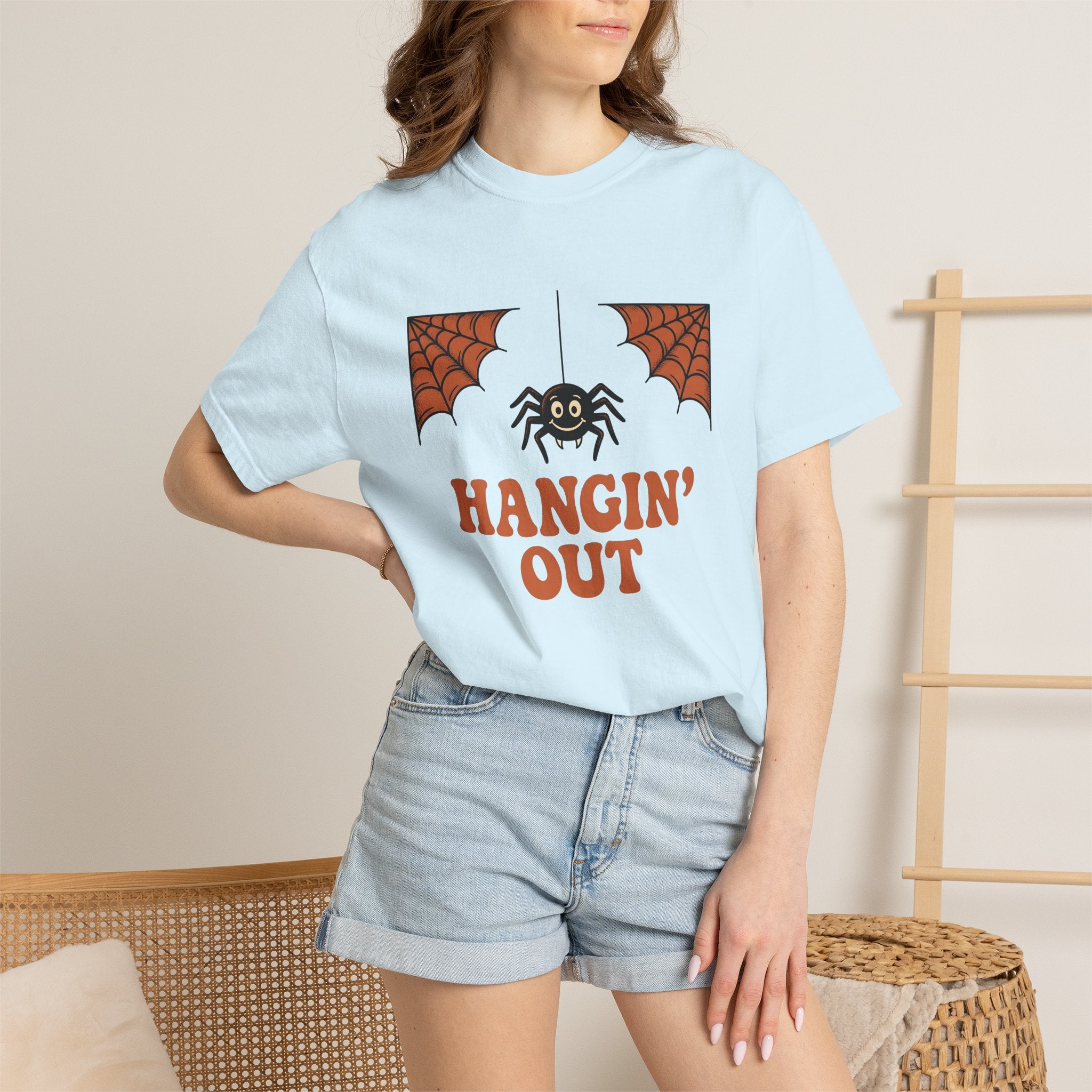 Spider Clipart Shirt Halloween Scary Gift Women Charming Tee Arachnid T-Shirt Horror Fan Creepy Graphic Tshirt Vintage Cobweb Tshirt
