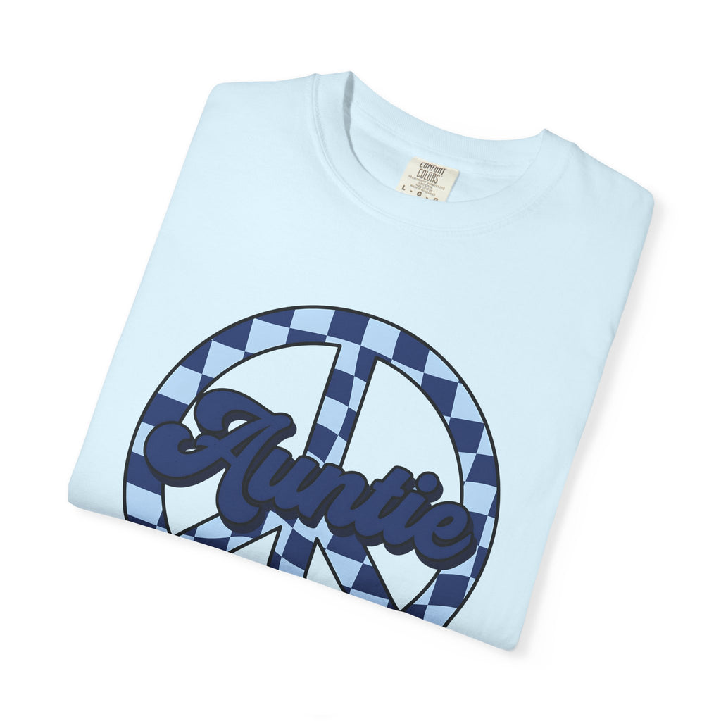 Peace Symbol Shirt Aunt Relatives Gift Women Vintage Tee Pacifist T-Shirt Auntie Fan Retro Tshirt Family Graphic Hand Drawn Checkerboard