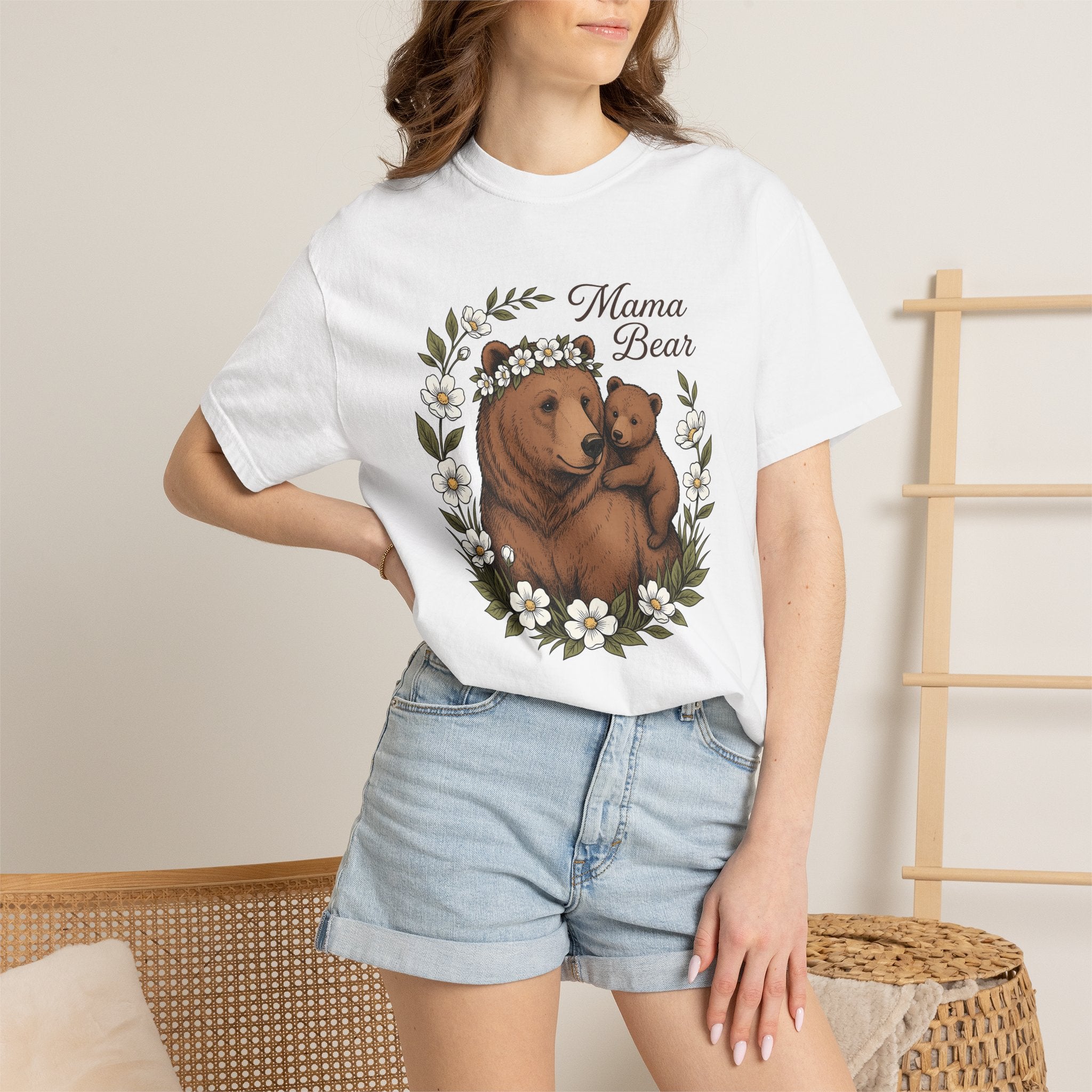 Bear Clan Shirt Moms Fauna Gift Women Cartoon Tee Bear T-Shirt Mother Fan Bear Tshirt Wildlife Graphic Classic Florals Tshirt