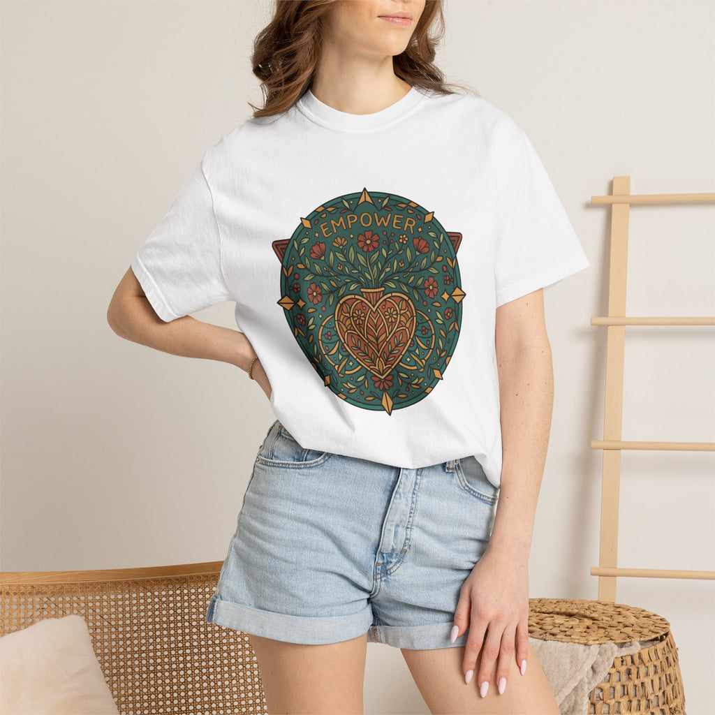 Heart Floral Mandala Shirt Boho Chic Empowerment Gift Women Folk Art Tee Mandala T-Shirt Bohemian Enthusiast Folk Tshirt Strong Graphic