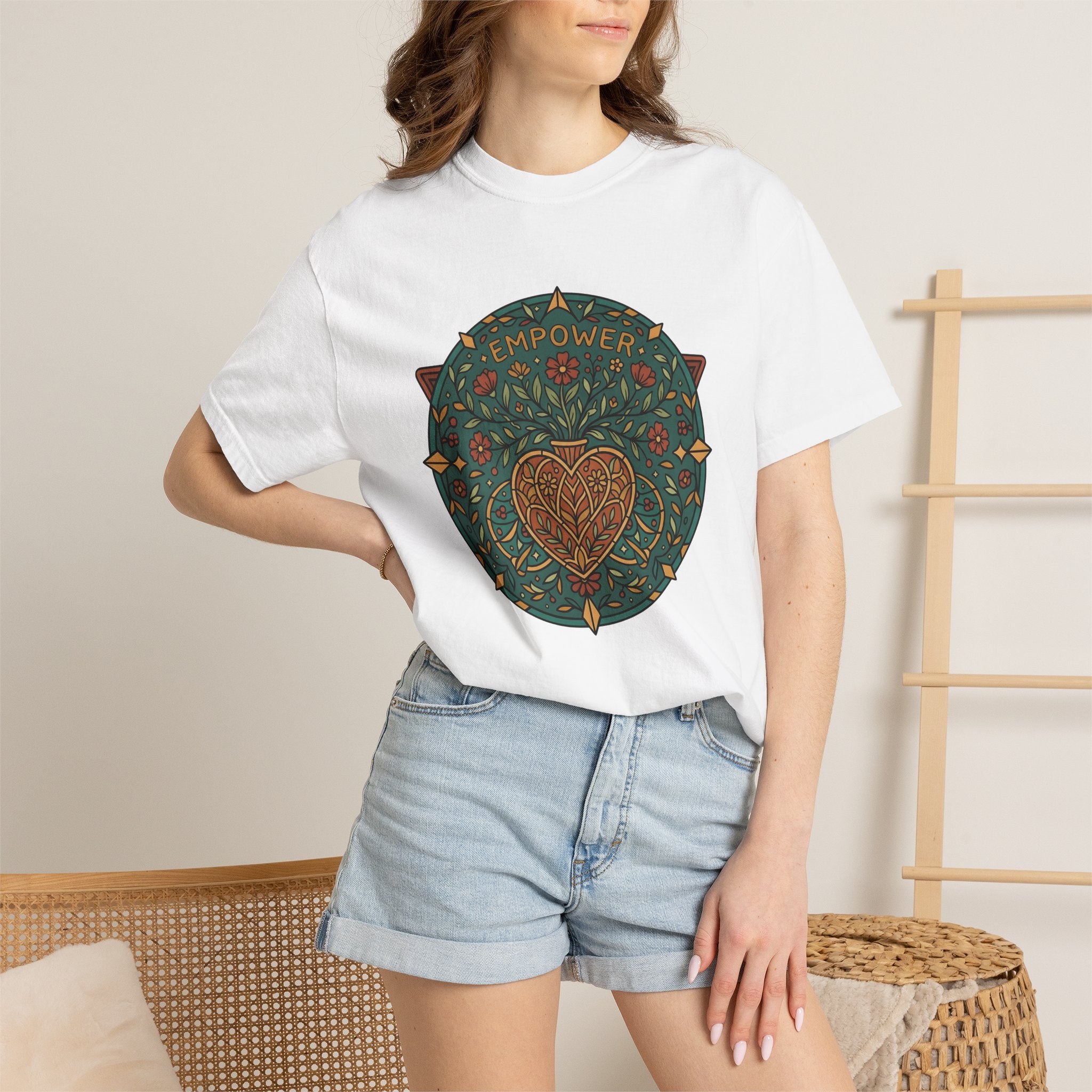 Heart Floral Mandala Shirt Boho Chic Empowerment Gift Women Folk Art Tee Mandala T-Shirt Bohemian Enthusiast Folk Tshirt Strong Graphic