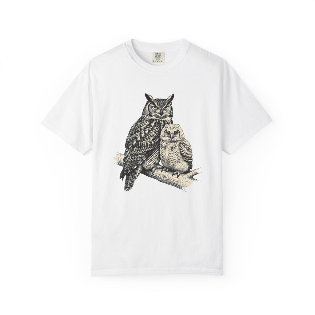 Owl Twosome Shirt Animals Ecosystem Gift Women Old Fashioned Tee Owls T-Shirt Wildlife Fan Vintage Tshirt Environment Graphic Line Art Perch