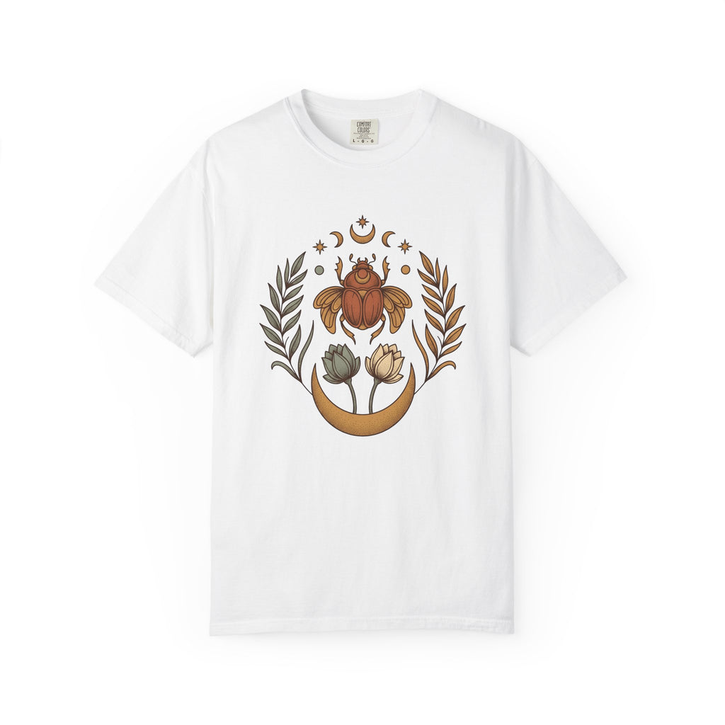 Scarab Beetle Shirt Boho Chic Spiritual Gift Women Boho Tee Beetle T-Shirt Bohemian Fan Hippie Tshirt Mystical Graphic Vintage Crescent Moon