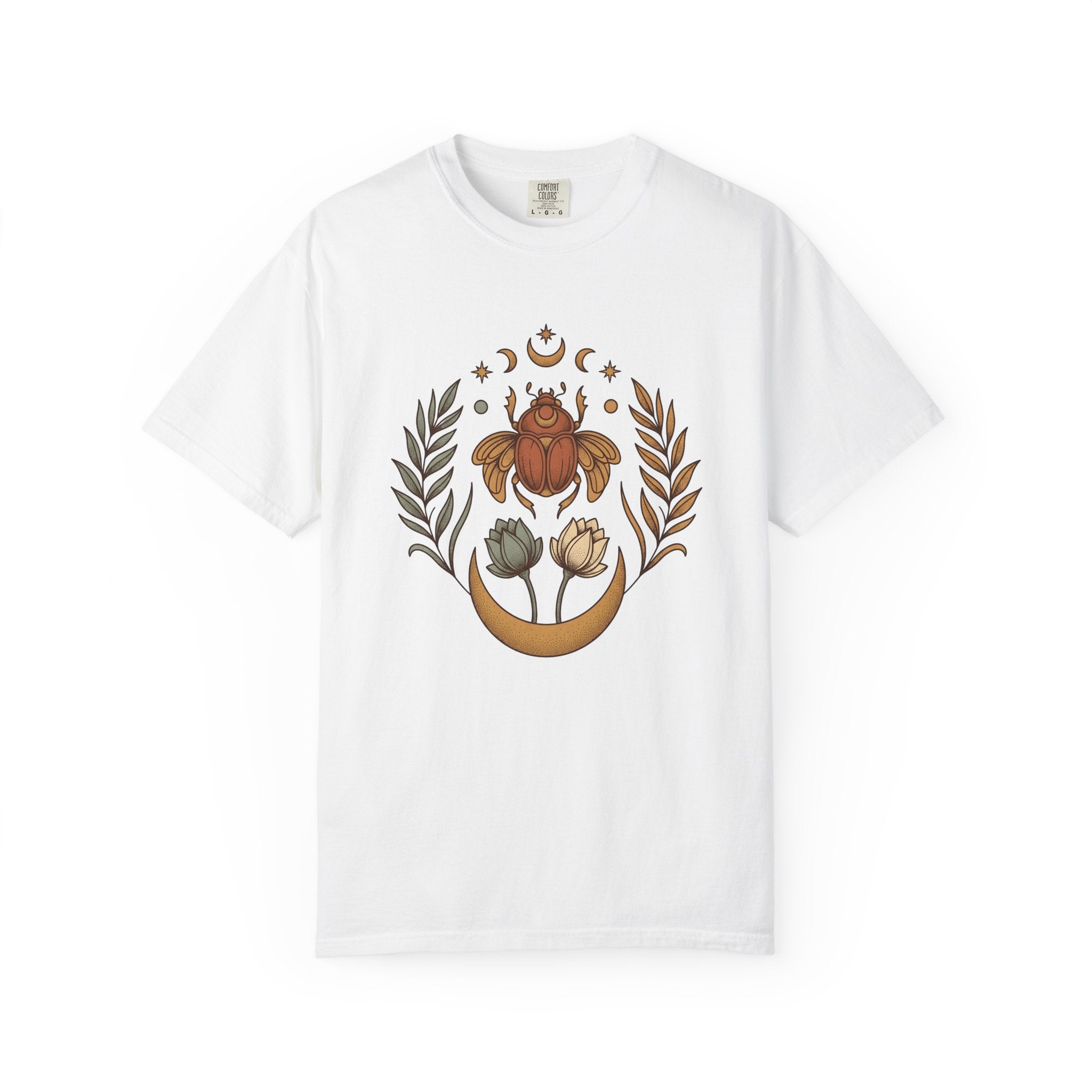 Scarab Beetle Shirt Boho Chic Spiritual Gift Women Boho Tee Beetle T-Shirt Bohemian Fan Hippie Tshirt Mystical Graphic Vintage Crescent Moon