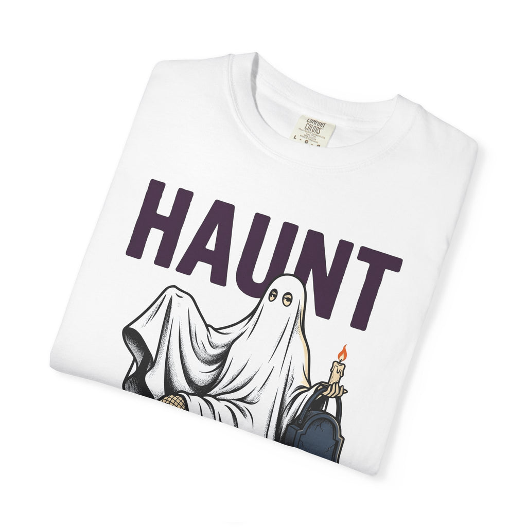 Ghost Dress Shirt Halloween Fright Gift Women Classic Tee Specter T-Shirt Vintage Tshirt Scary Graphic Outline Candlelight Tshirt