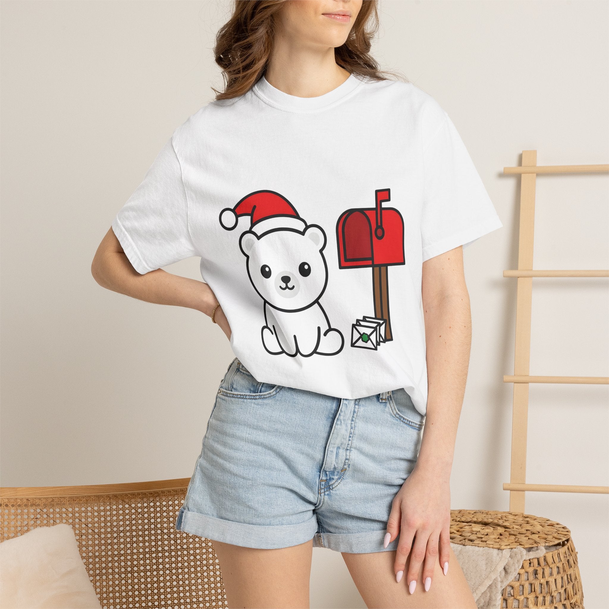 White Bear Shirt Christmas Pets Gift Women Adorable Tee Polar Bear T-Shirt Xmas Fan Animal Graphic Tshirt Clean Letterbox Tshirt