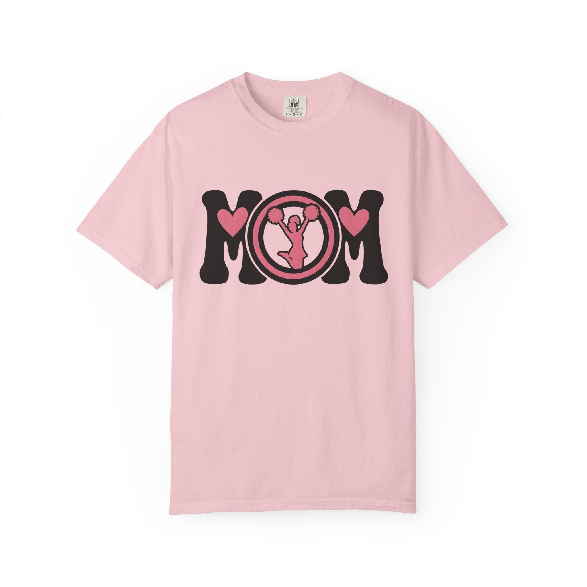 Cheerleader Mom Shirt Moms Sports Gift Women Bold Graphic Tee Cheer Mom T-Shirt Mother Fan Graphic Design Athlete Retro Heart Tshirt