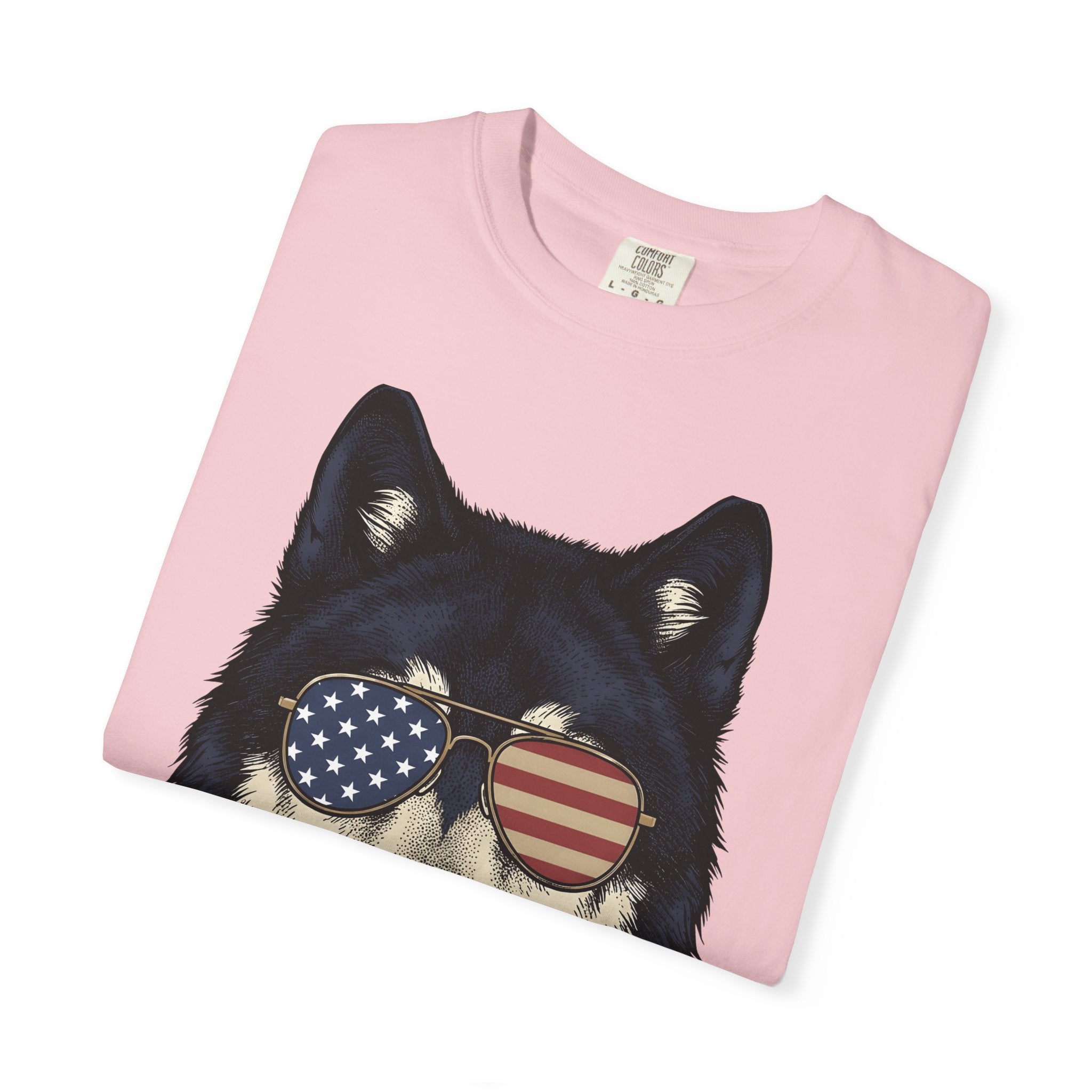 Wolf Shades Shirt 4th Of July Pet Gift Women Retro Tee Cool Shades T-Shirt Patriotic Fan Vintage Tshirt Animal Graphic Sketch Head Scarf