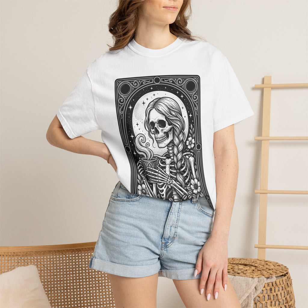Skeleton Espresso Shirt Coffee Alternative Gift Women Line Art Tee Espresso T-Shirt Coffee Fan Minimalist Tshirt Punk Graphic Classic Roses