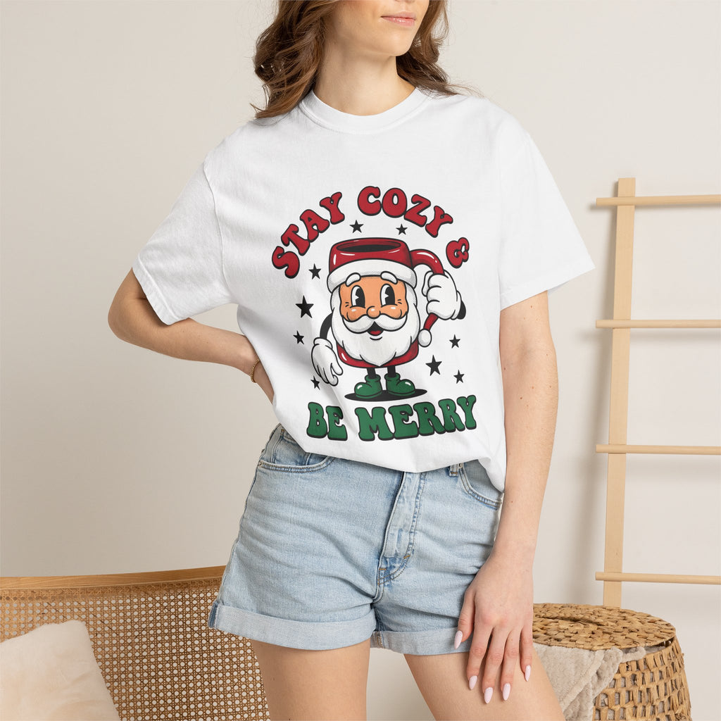 Santa Mug Shirt Christmas Coffee Gift Women Cartoon Tee Mug T-Shirt Christmas Fan Coffee Tshirt Caffee Graphic Retro Stars Tshirt
