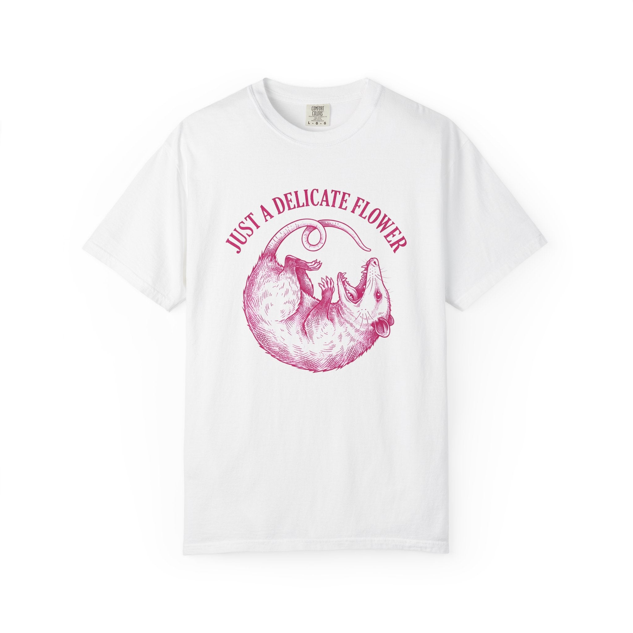Opossum Drawing Shirt Funny Critter Gift Women Cartoon Tee Possum T-Shirt Humor Fan Comic Tshirt Creature Graphic Classic Tail Curl Tshirt
