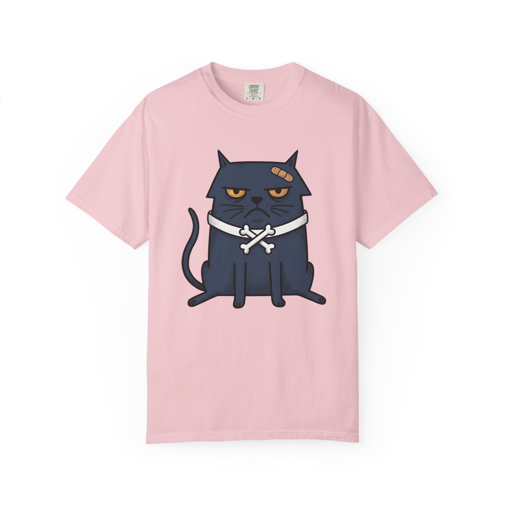 Angry Cat Shirt Cat Joke Gift Women Comic Tee Kitty T-Shirt Feline Fan Cartoon Tshirt Humor Graphic Vintage Plaster Tshirt